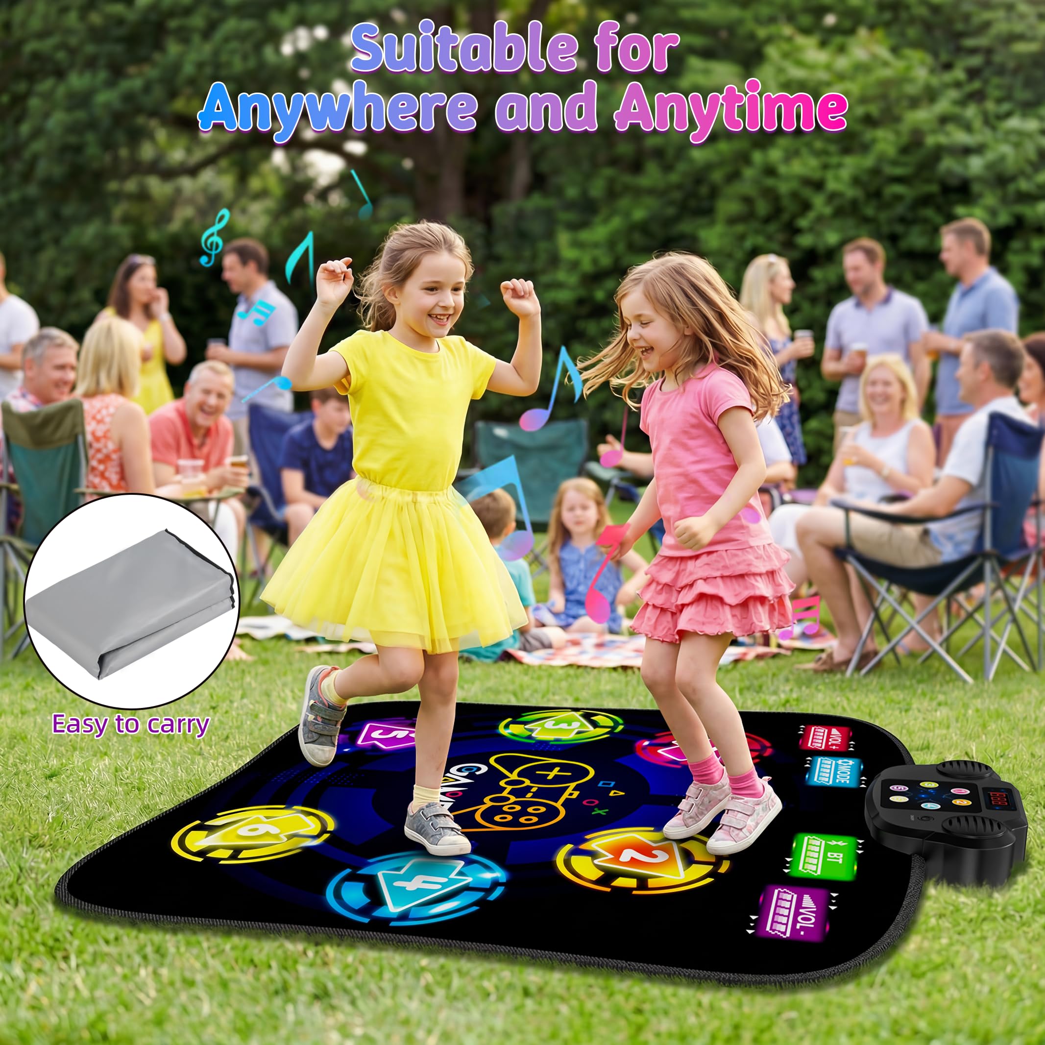 Tappetino da ballo, ritmo step dance, gioco sfida, con luci LED, volume regolabile, musica integrata, nero