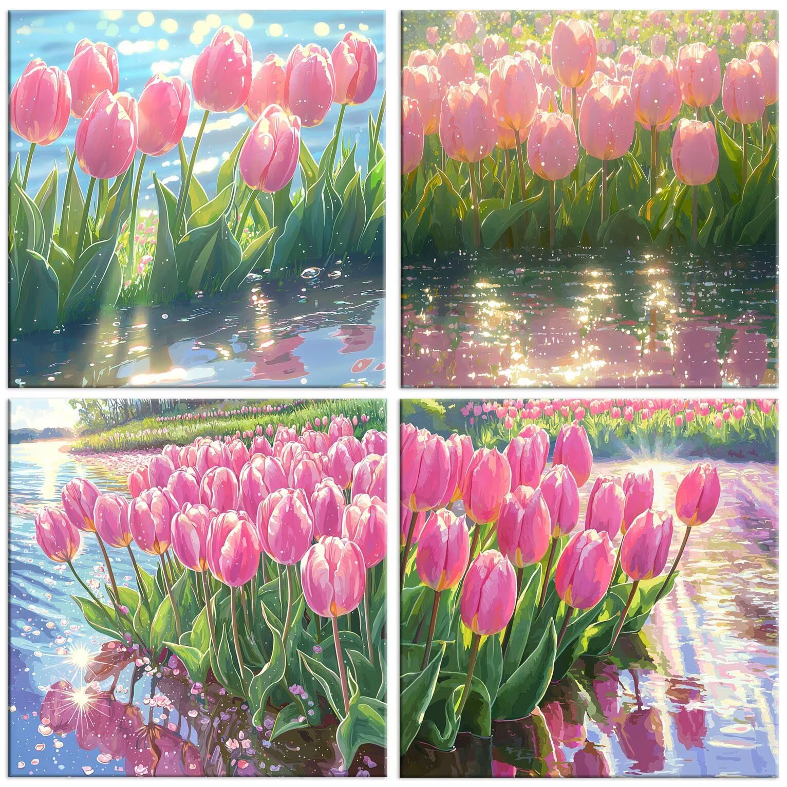 Tulipany morskie diamentowe malowanie DIY 5D diamentowe zestawy do