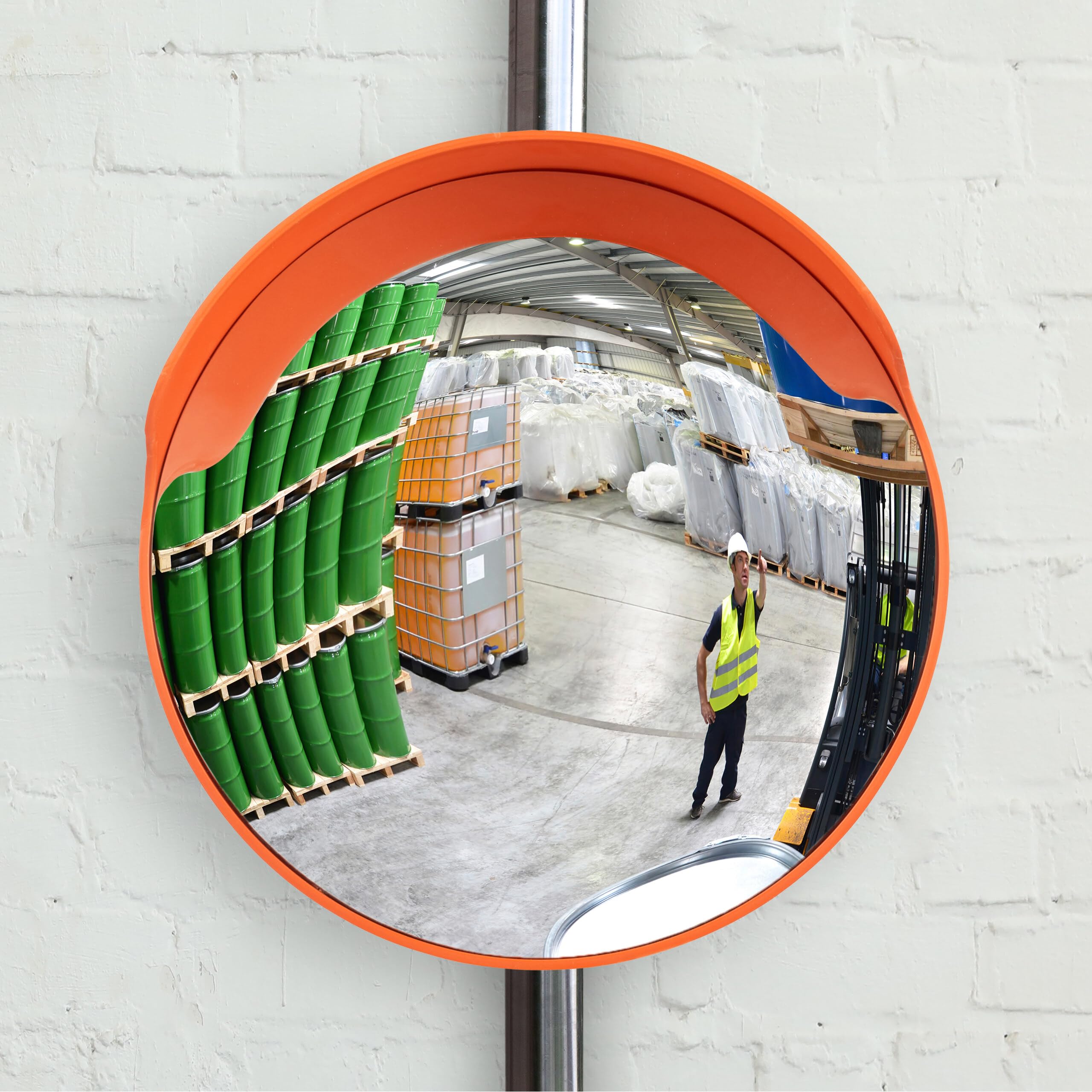 relaxdays 10028417 Miroir d’Observation 45 cm, Professionnel, Solide, intérieur, Fixation inclue, pour Mur & poteaux, Rouge
