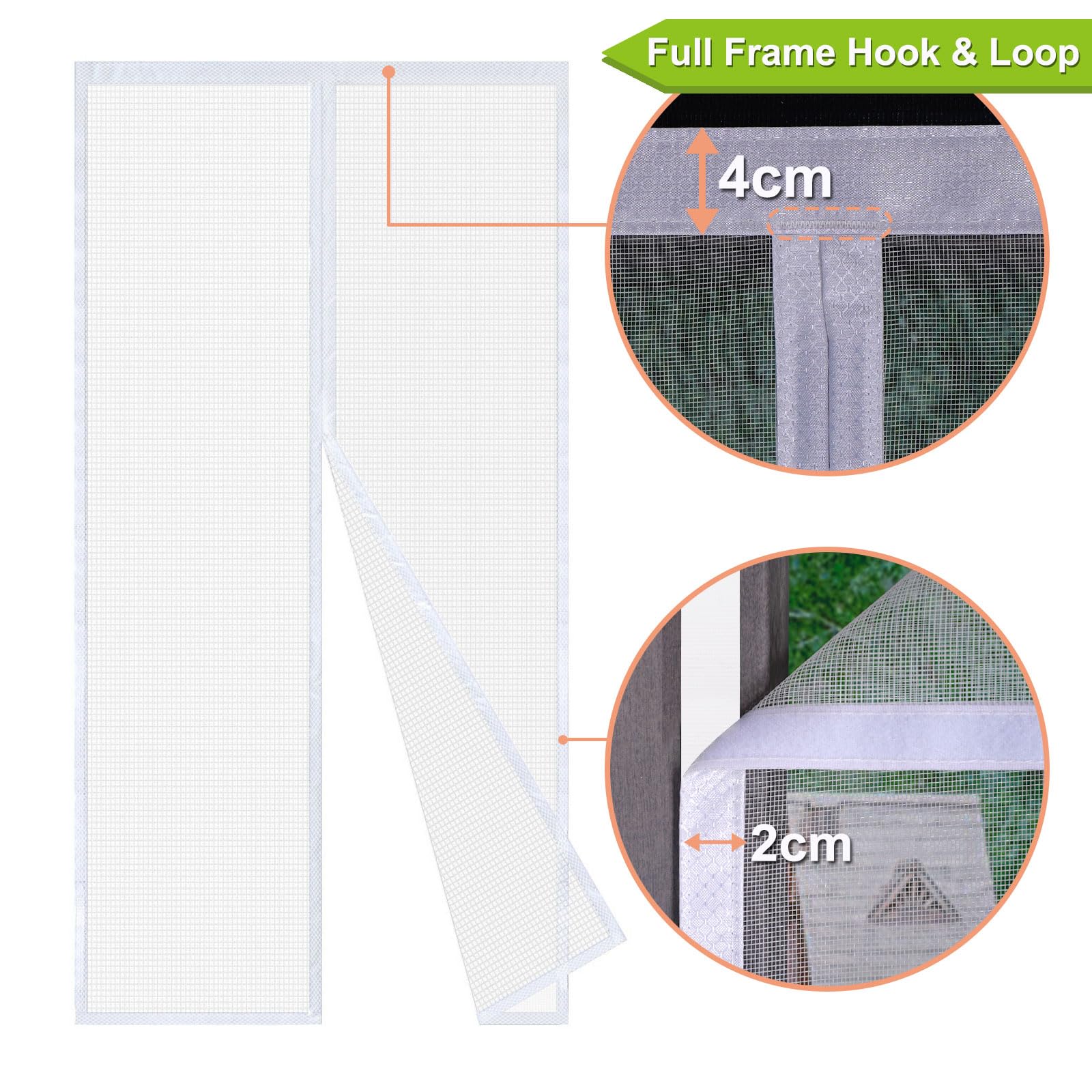 Risareyi Zanzariera Magnetica per Porte Finestra 120x230cm, Bianco Vetroresina Rete Super Resistente Tenda Zanzariera con Calamita Anti Zanzare, per Balcone Soggiorno, Facile da Montare