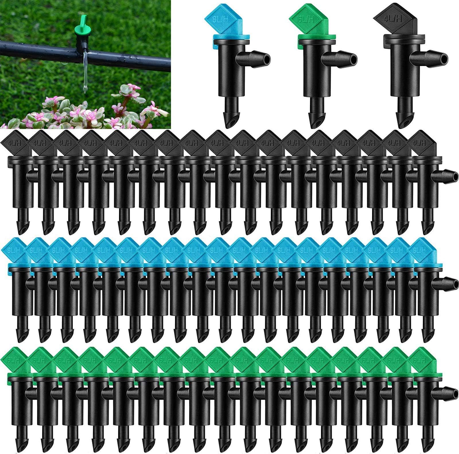 100pcs Goutteurs Irrigation Réglables Goutte à Goutte - Système Arrosage Automatique Jardin Serre DIY