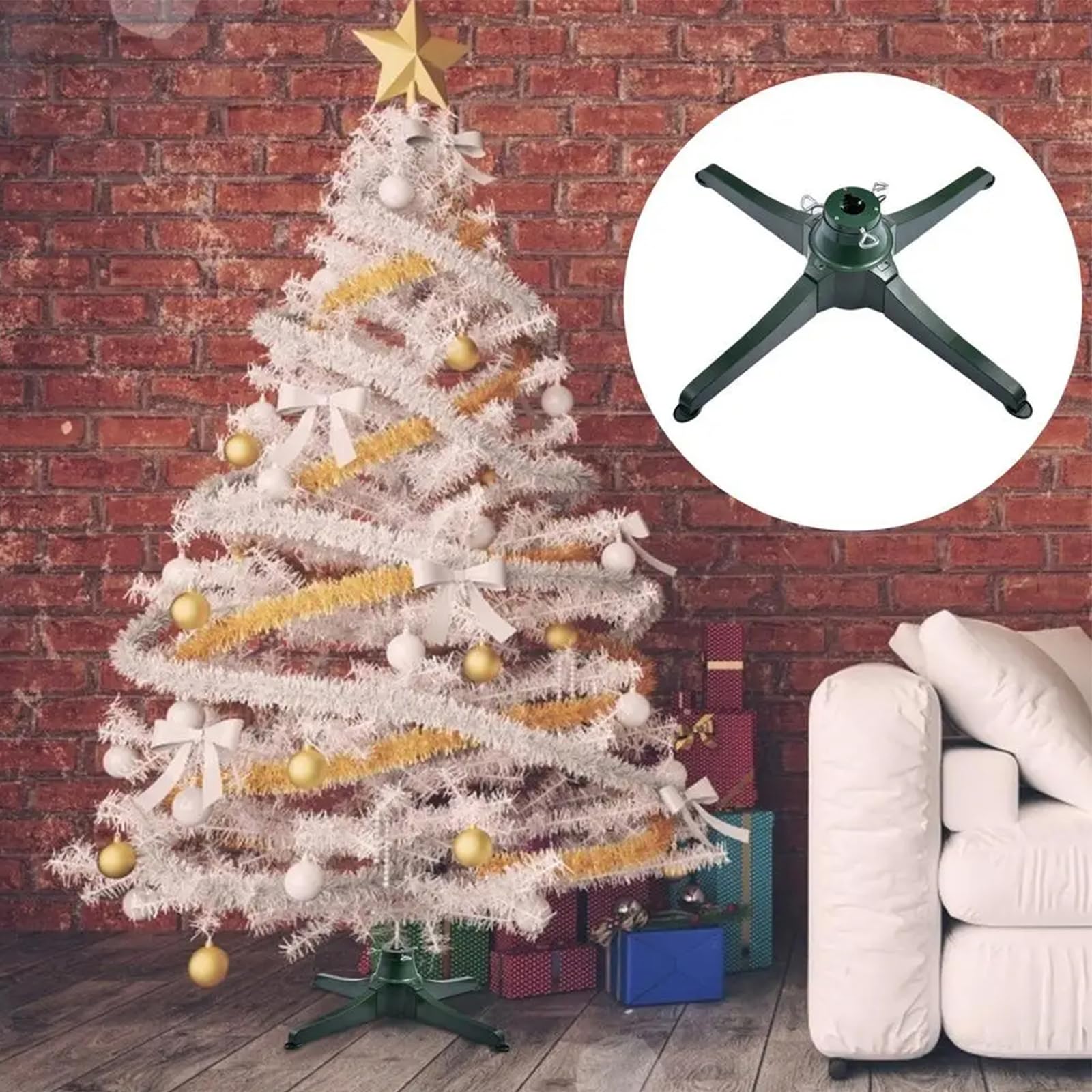 Support De Sapin De Noël Réglable Rotatif à 360 Degrés - pour Sapin De Noël Jusqu'à 9,5' - Support De Sapin De Noël électrique Rotatif pour Sapins Artificiels/Faux, 80 Livres Maximum 66cm