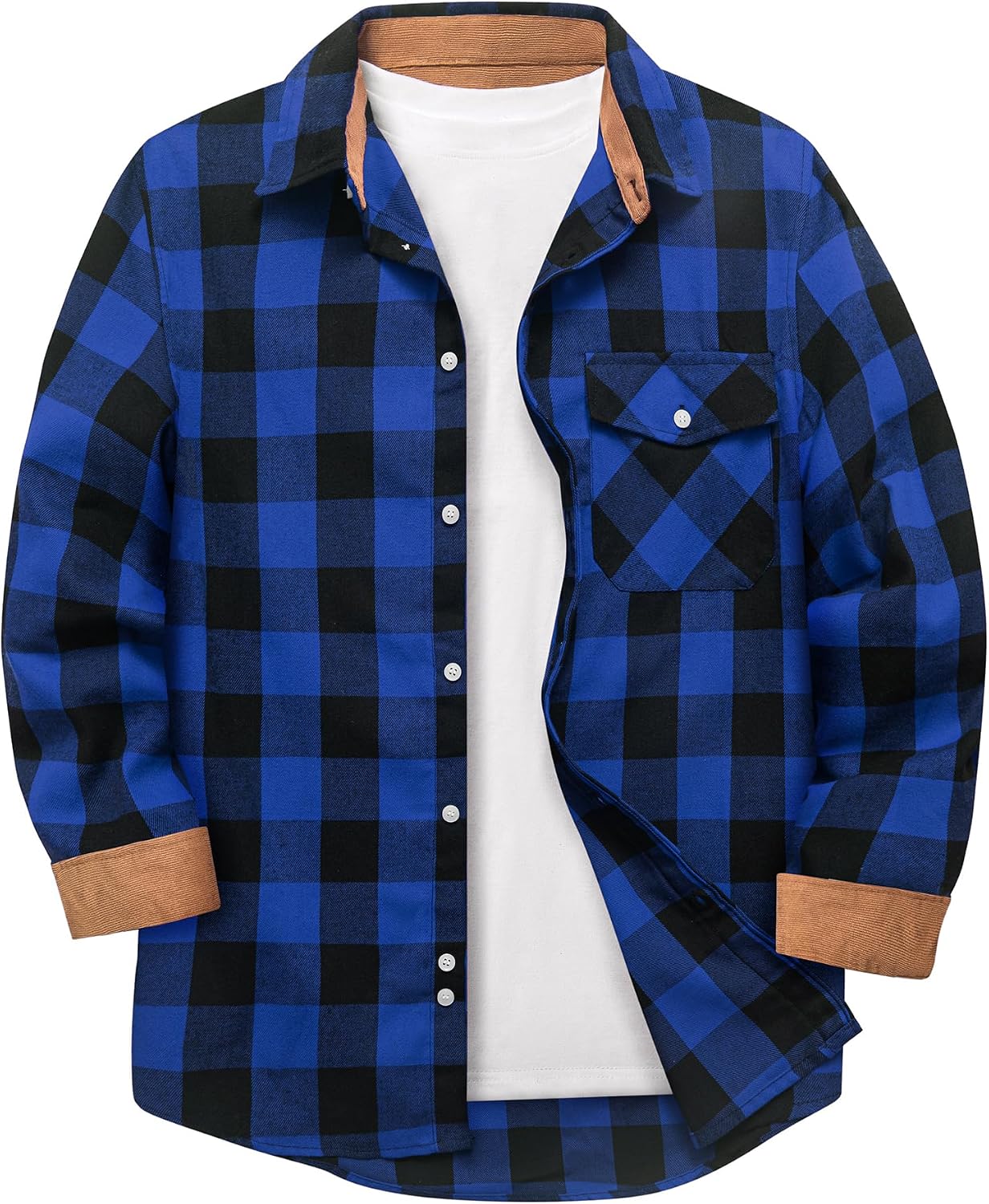 (-55%) ZITY Flanellhemd Herren Holzfällerhemd Langarm Karierte Hemd M Blau