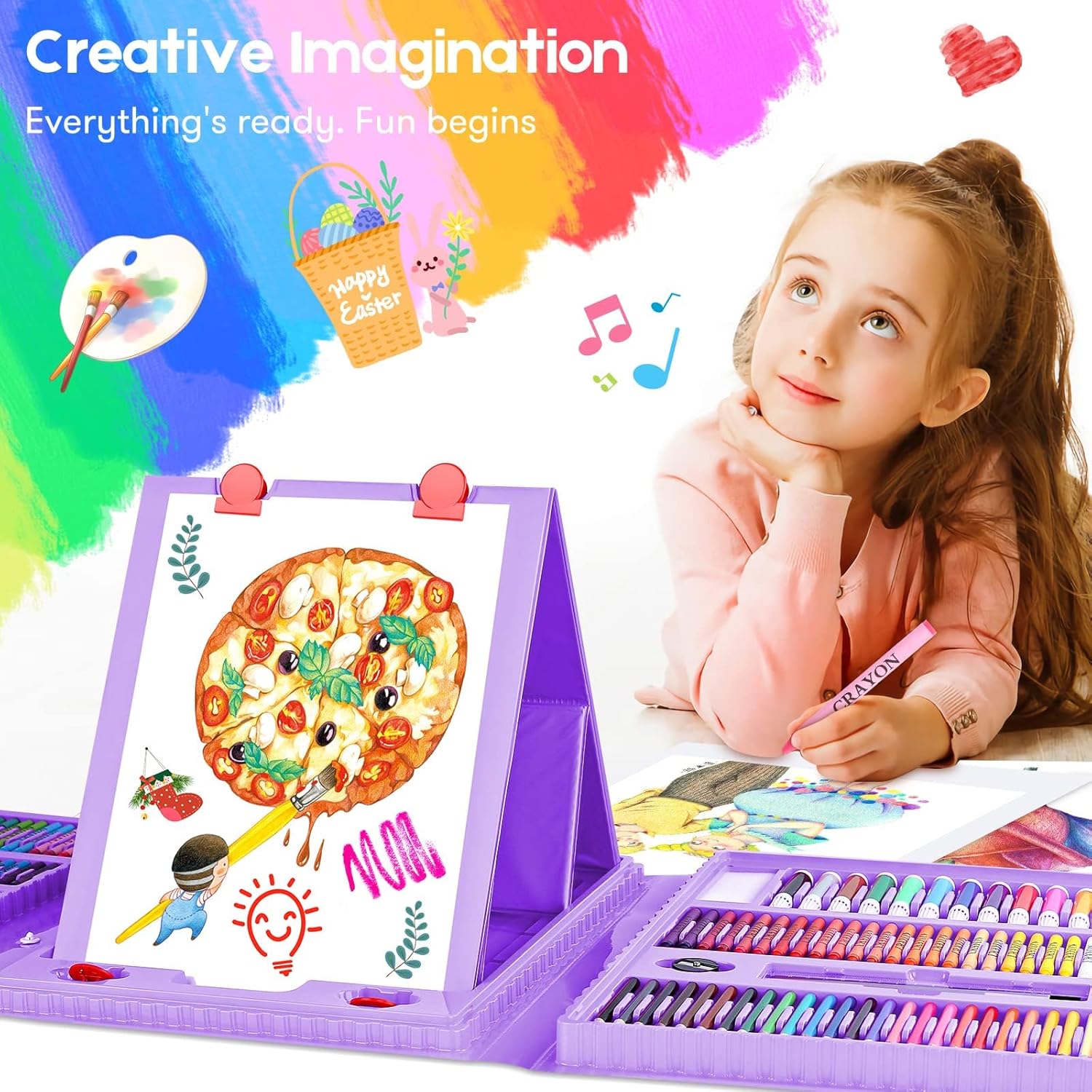 School Office Teacher Supplies for Kids and Adults, iBayam 251-Piece Classic Art Kit with Travel Box: Oil Pastels, Crayons, Colored Pencils, Watercolors, Sketch Book & Coloring Book - Art Supplies Set Purple image 7 of 8 B0BTHPXKWD
