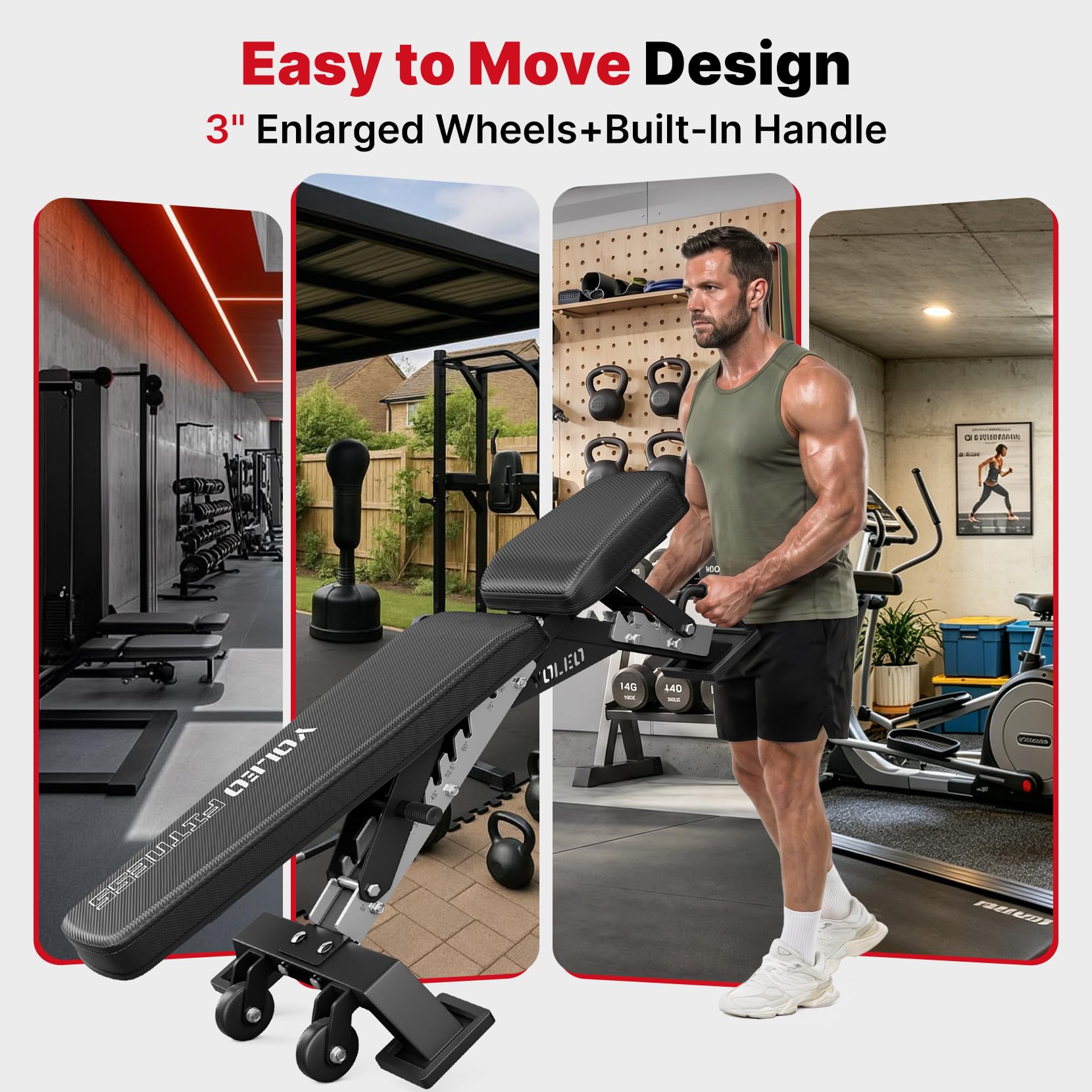 Commercial Adjustable Weight Bench 2315LB ASTM Certified – 80% Pre-Assembled Heavy Duty Workout Bench for Home Gym