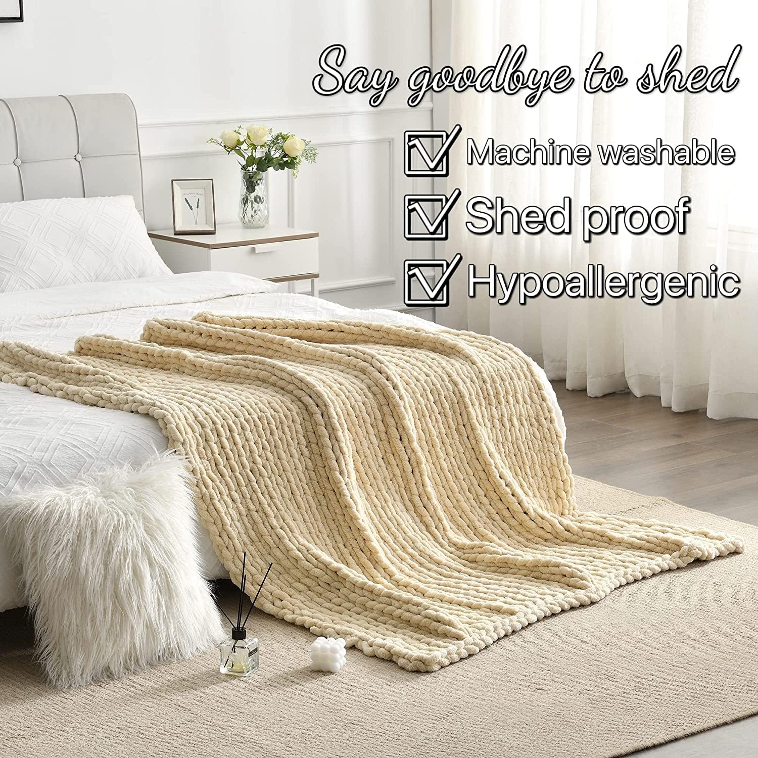 Couverture Tricot Épais Faite Main Chaude Bohème - Jeté Canapé Lit 127 X 152 Cm Style Géant
