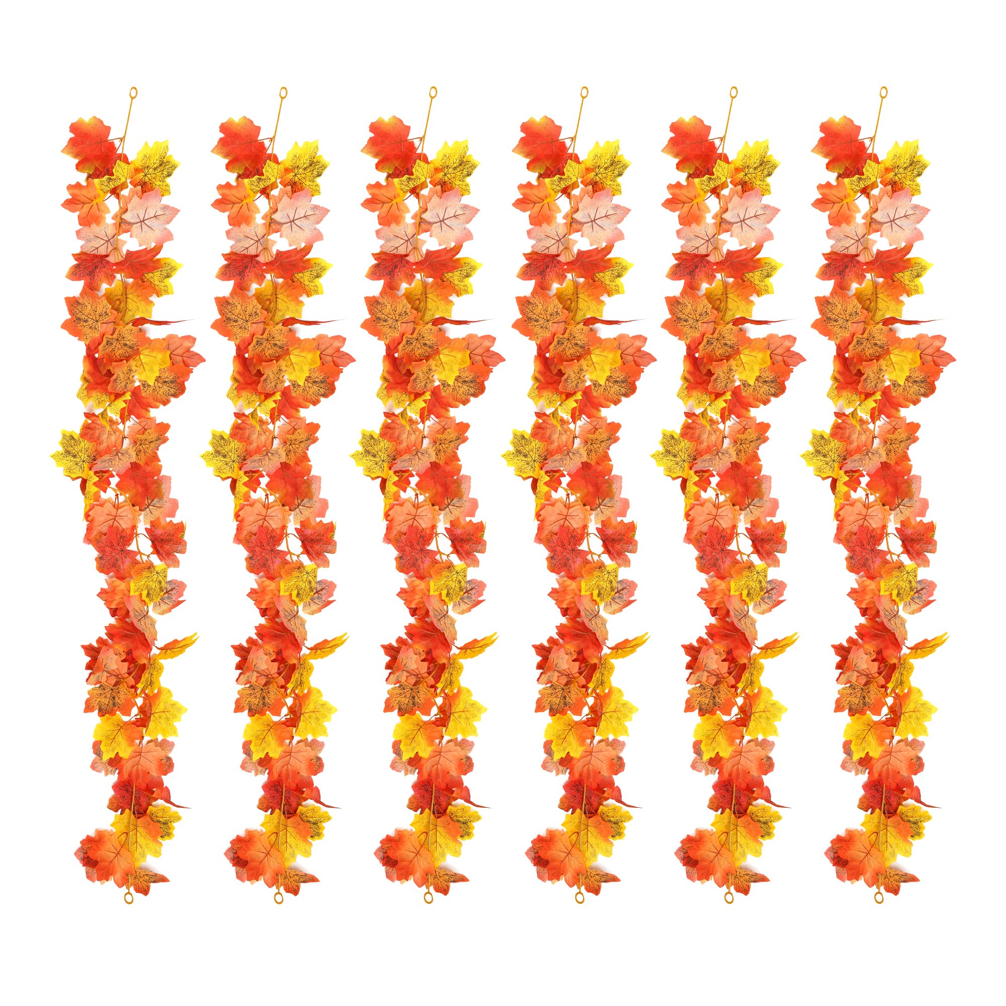 6 Pack Fall Leaves Garland, Total 35 Ft Artificial Fall Garland Maple Leaf for Home Wedding Autumn Decor Thanksgiving Fireplace Party Christmas Indoor