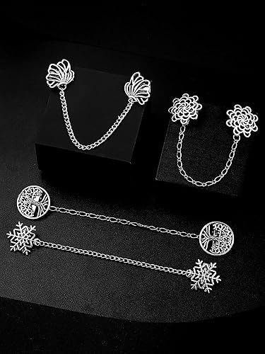 Miniatura 6 de Yunlly 4 piezas vintage suéter chal clips retro cárdigan cuello clips vestido camisa broche para mujer, Zinc, Aleación de zinc