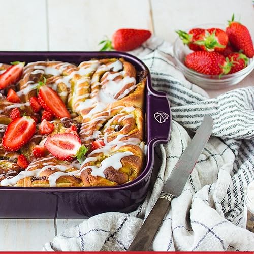 Miniatura 26 de Peugeot - Appolia - Plato rectangular para horno - Panadero de cerámica con asas - Crudo 13 x 11 x 3 pulgadas Ecru,Azul,Pizarra,Rojo