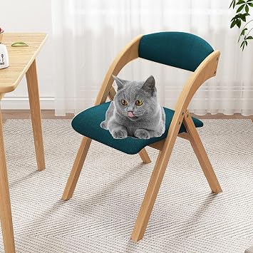 Wood Folding Chair with Backrest,Comfortable Dining Chair Folding Chairs with Padded Seats,Portable Wooden Foldable Chair Home Office Desk Chair Task Chair(2-Pack, Blue)