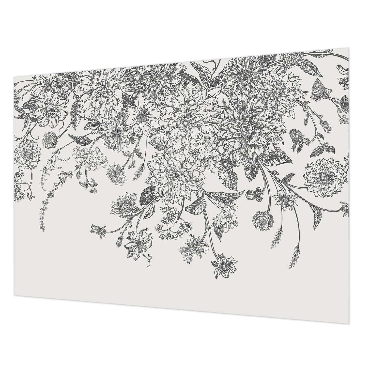 Papier peint intissé motif floral 208x146 cm avec colle incluse pour mur de salon