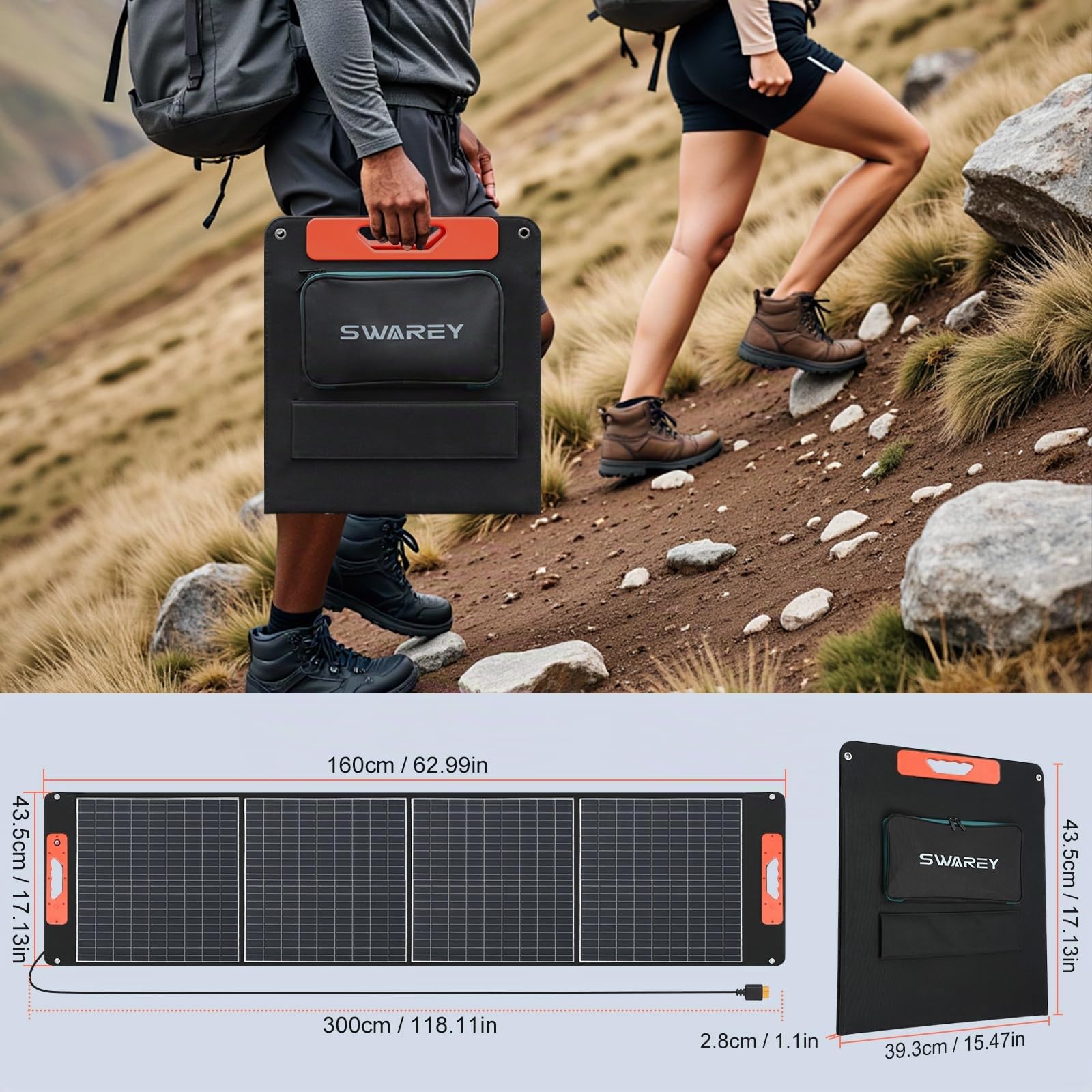 100W Pannello Solare Portatile Pieghevole con Super Funzionalità di Tracciamento dei Raggi di Alta Conversione 23,5% 18W QC3.0 PD60W Type-C DC uscite USB A Per Campeggio Emergenza Tablet Camera