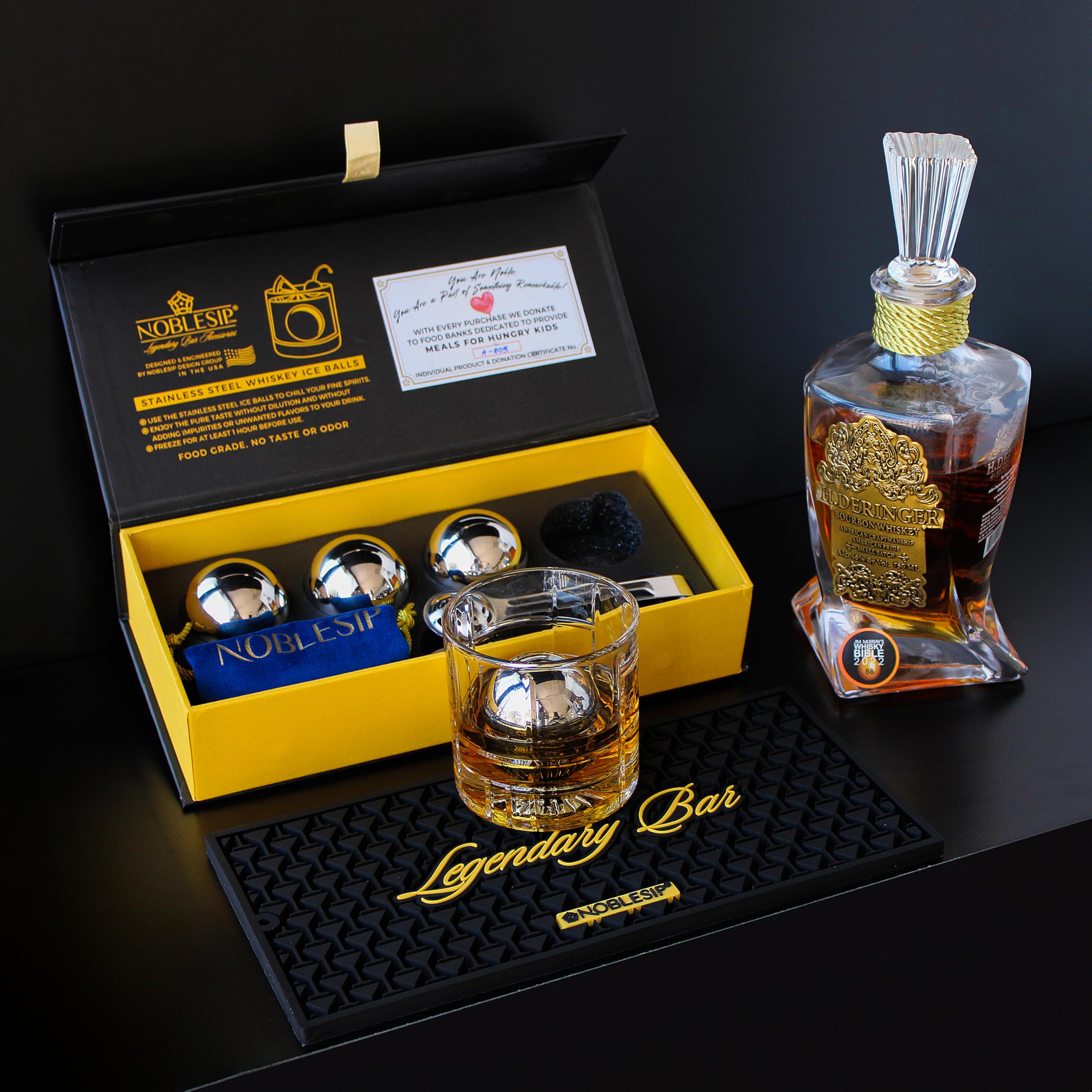 Bolas de hielo de acero inoxidable, enfría tu whisky, bourbon o whisky escocés sin dilución. Juego de 4 bolas de enfriamiento prémium para bar en casa NOBLESIP