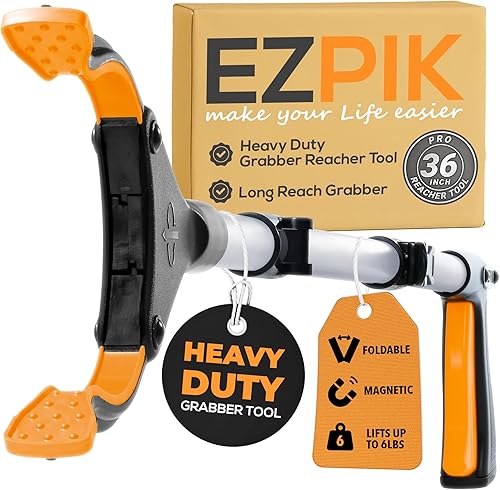 EZPIK Herramienta plegable profesional de 36 pulgadas para ancianos + imanes, alcanzador para discapacitados y personas mayores, agarradores plateado