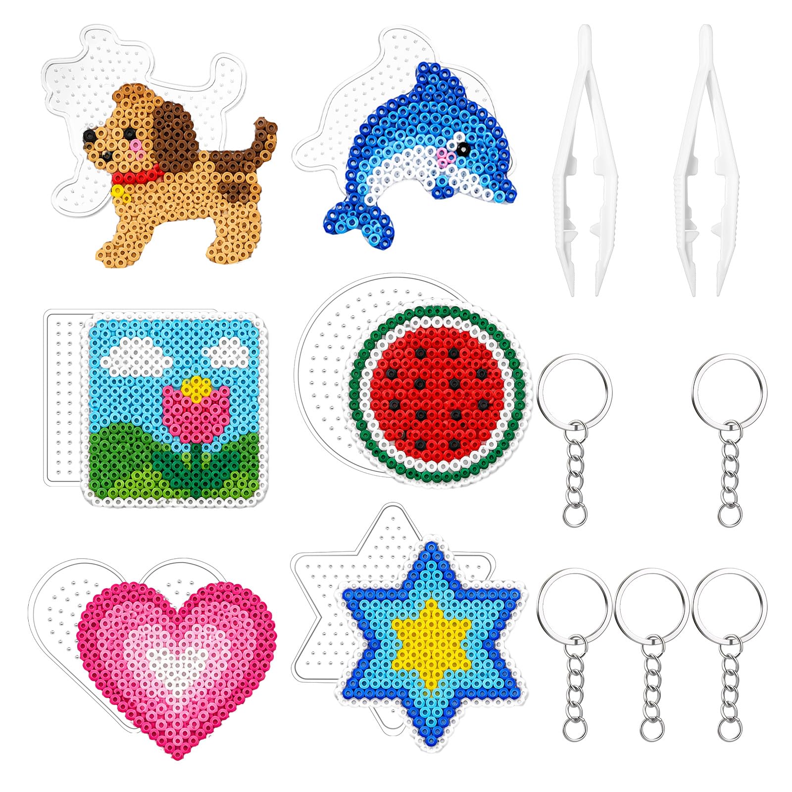 5mm Fuse Beads Pegboards Kits, Clear Plastic Fuse Beads Boards