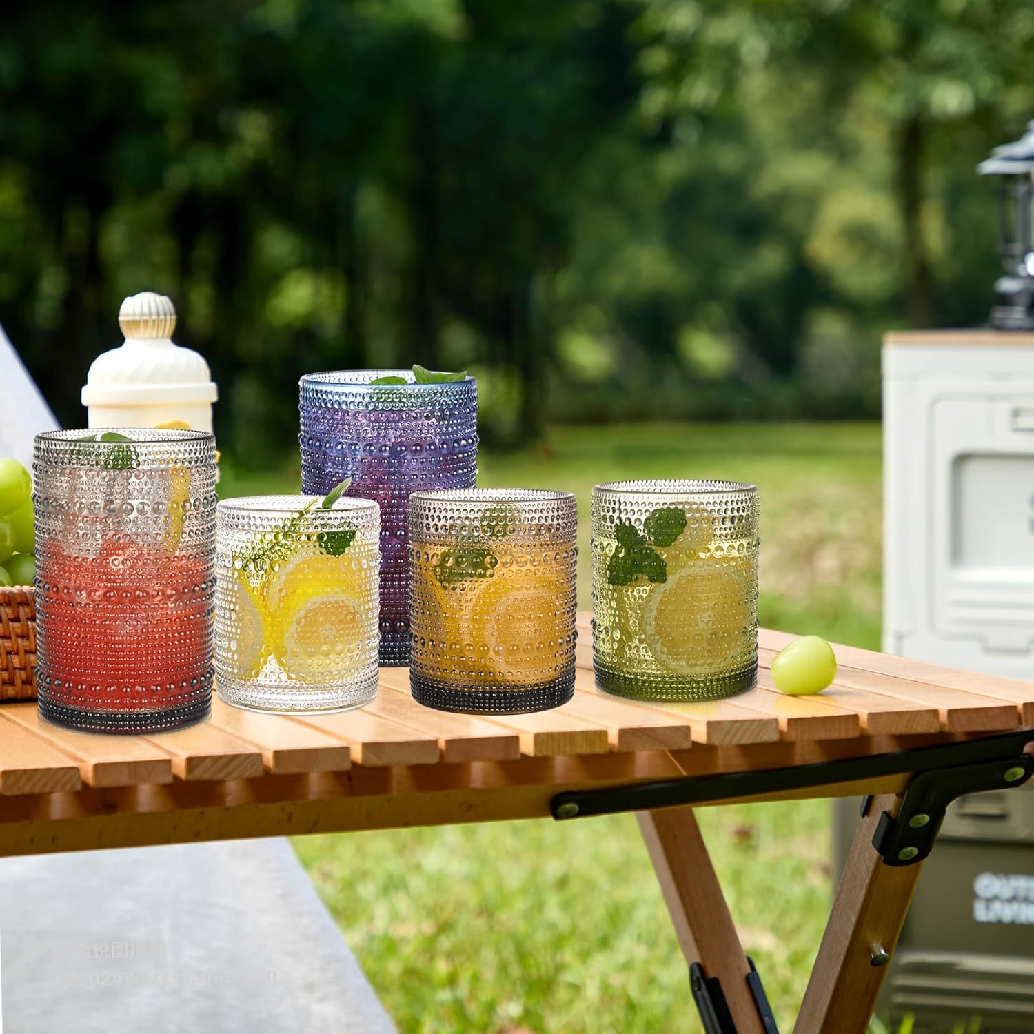 Vintage Hobnail Drinking Glasses Set of 8,15 oz Highball Glasses & 12 oz Cocktail Glasses,Drinkware Kitchen Glasses for Cocktail, Iced Coffee, Beer, Ice Tea, Wine, Whiskey, Water - Image 7