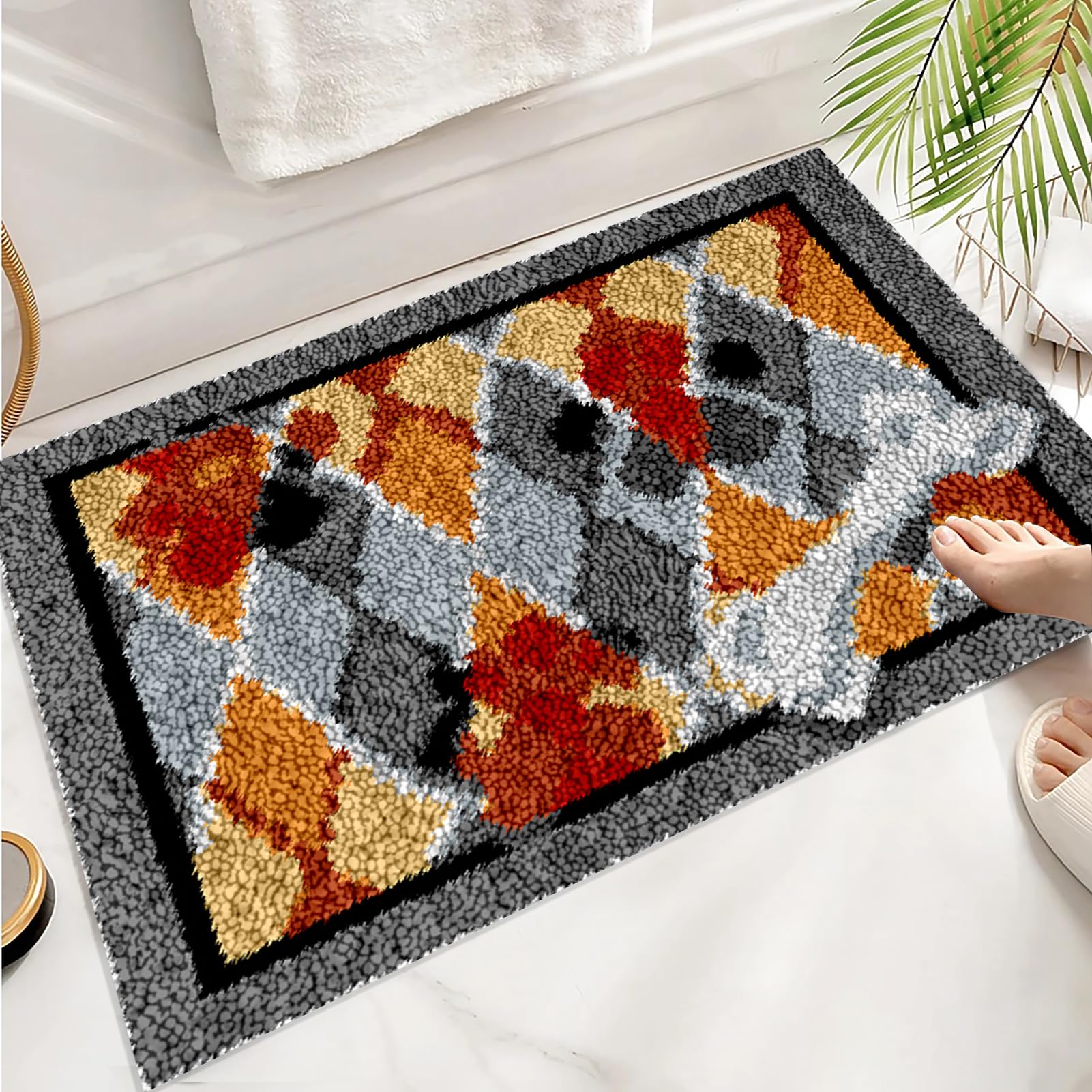 38 x 52 cm Knüpfteppich zum Selber Knüpfen Set Erwachsene | Knüpfen Set für Kinder Erwachsene | Knüpfteppich Zum Selber Knüpfen mit Bedruckter Leinwand