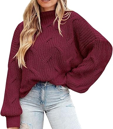 PRETTYGARDEN Women's Fall Oversized Pullover Sweaters Casual Crewneck Long Sleeve Chunky Cable Knit Tops Winter Clothing