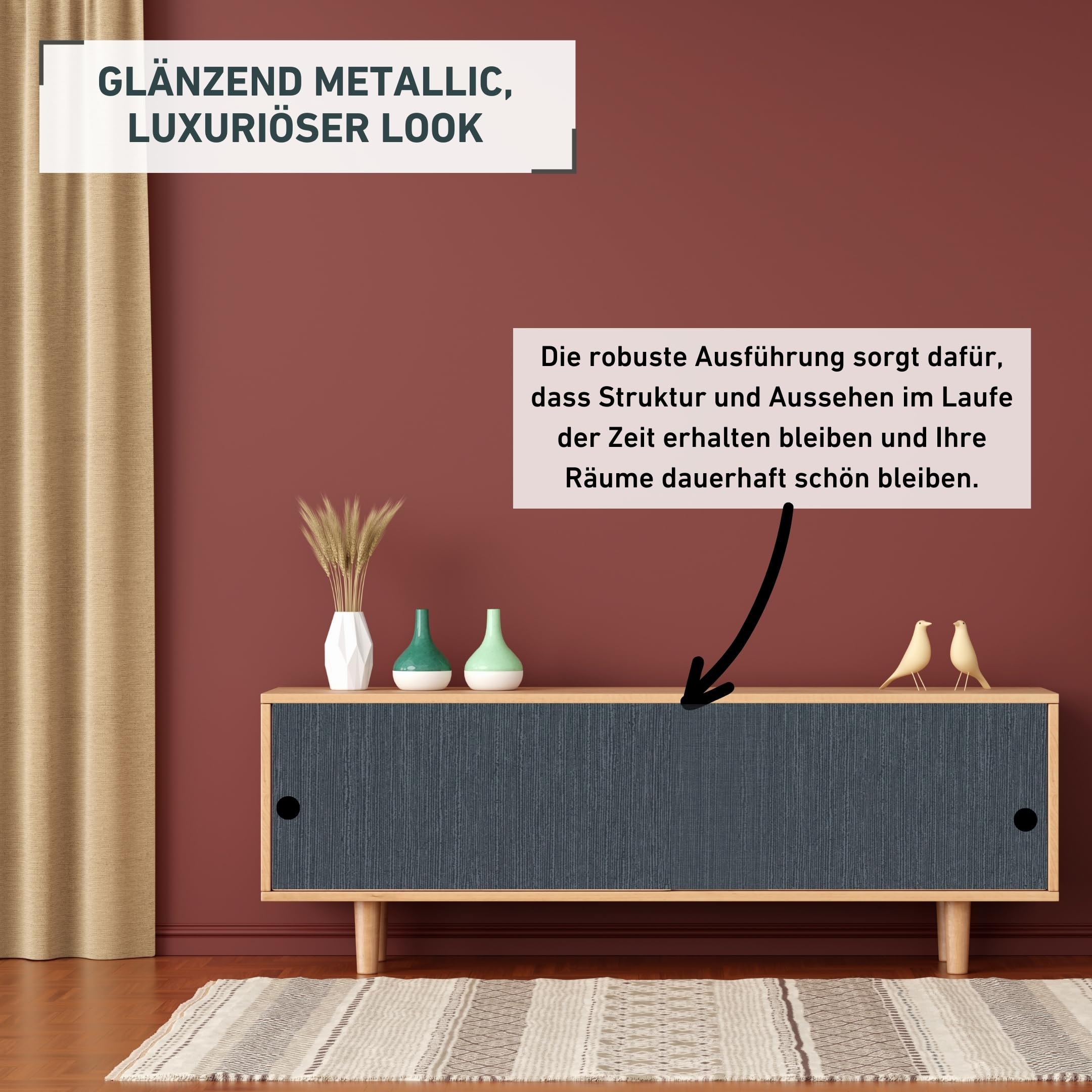 Venilia Klebefolie Anthrazit Metallic, 45 Cm X 1,5 M, 160 µ - Selbstklebende Dekofolie Für Möbel & Wände