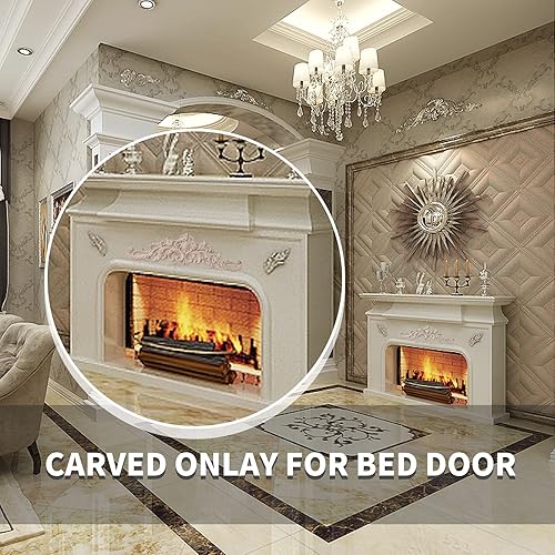 Miniatura 6 de Apliques de madera, apliques largos tallados de madera de 31.4 x 7.8 pulgadas para pared, puerta, armario, armario, tocador, mantel, escalera,