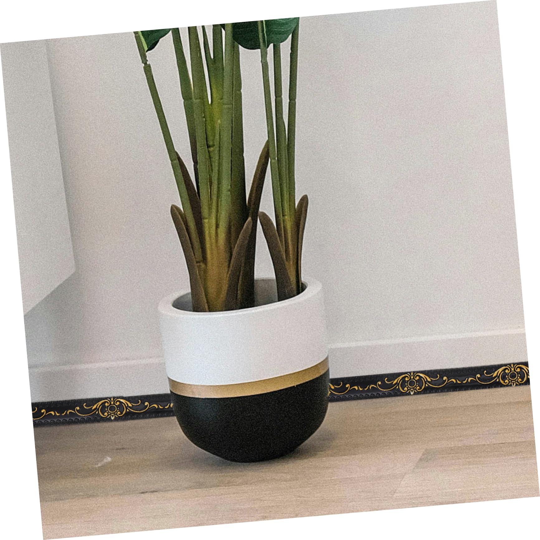 Moldura de Esquina de Pared Adhesiva Pvc Negro, Estilo Realista