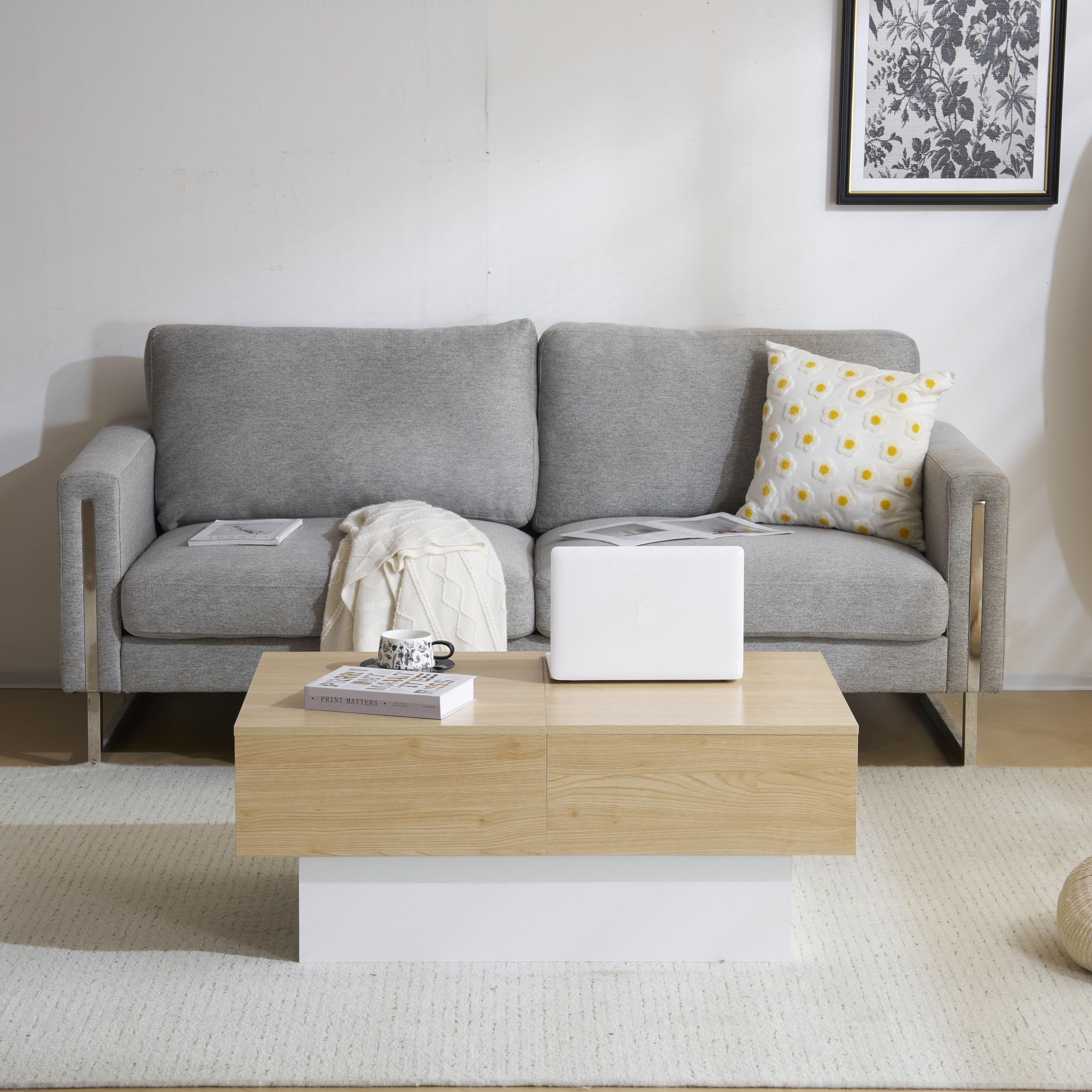 Amazon.co.jp: ローテーブル 収納付き センターテーブル 大容量 簡単