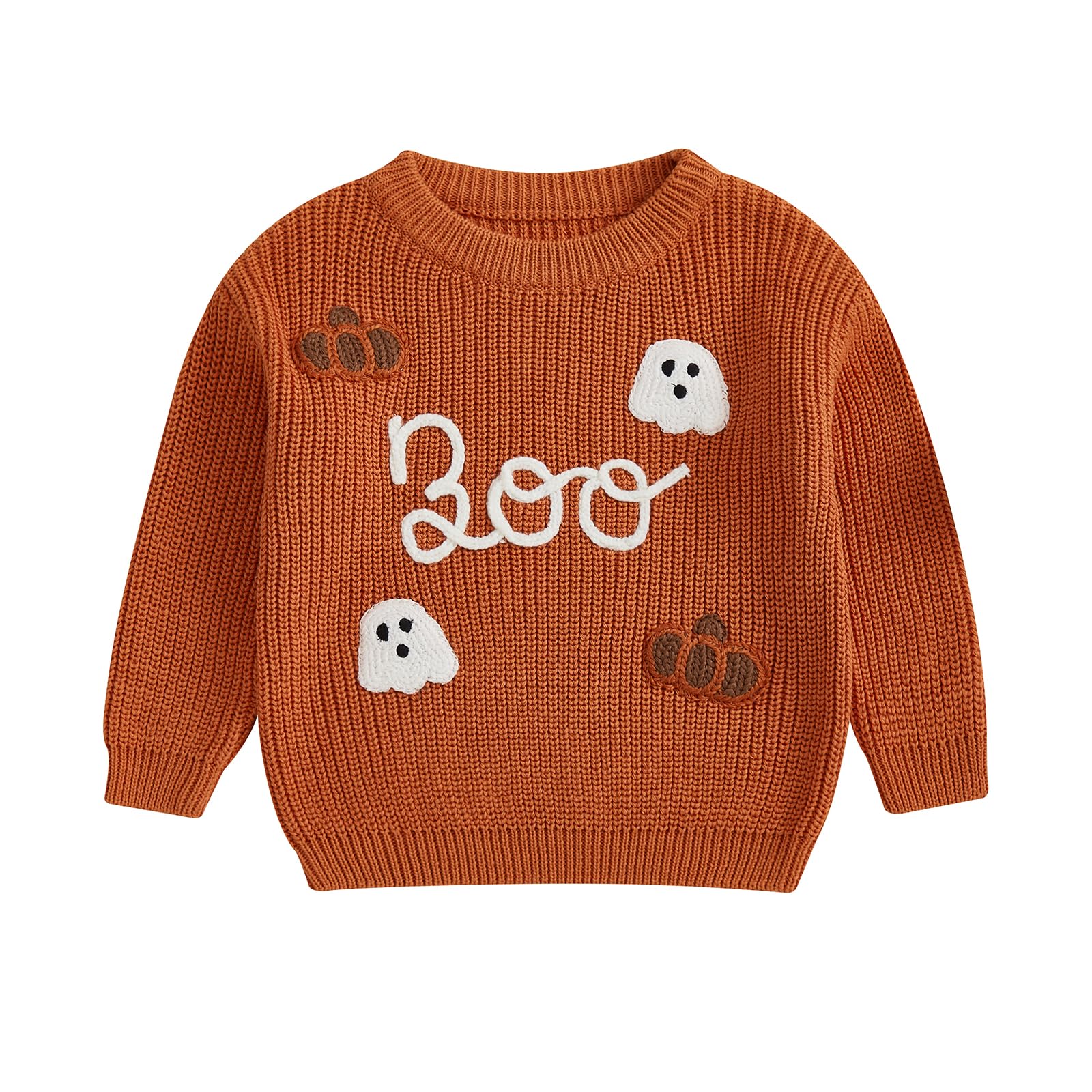 LSFYSZD Toddler Baby Girls Boys Halloween Pumpkin Sweaters Long Sleeve Crew Neck Winter Warm Knitwear Pullover Jumpers Top — view 155