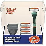 Dollar Shave Club | Travel Shave Set | 4 Swift Rinse Refill Cartridges, 1 Handle (Green), 1 Razor Cover