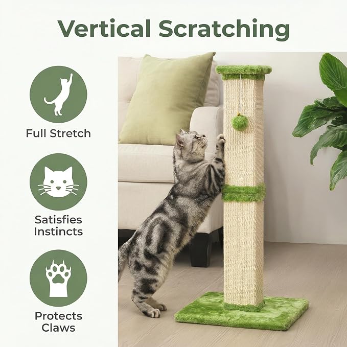 Rascador para gatos torre 32 pulgadas verde miniatura 4
