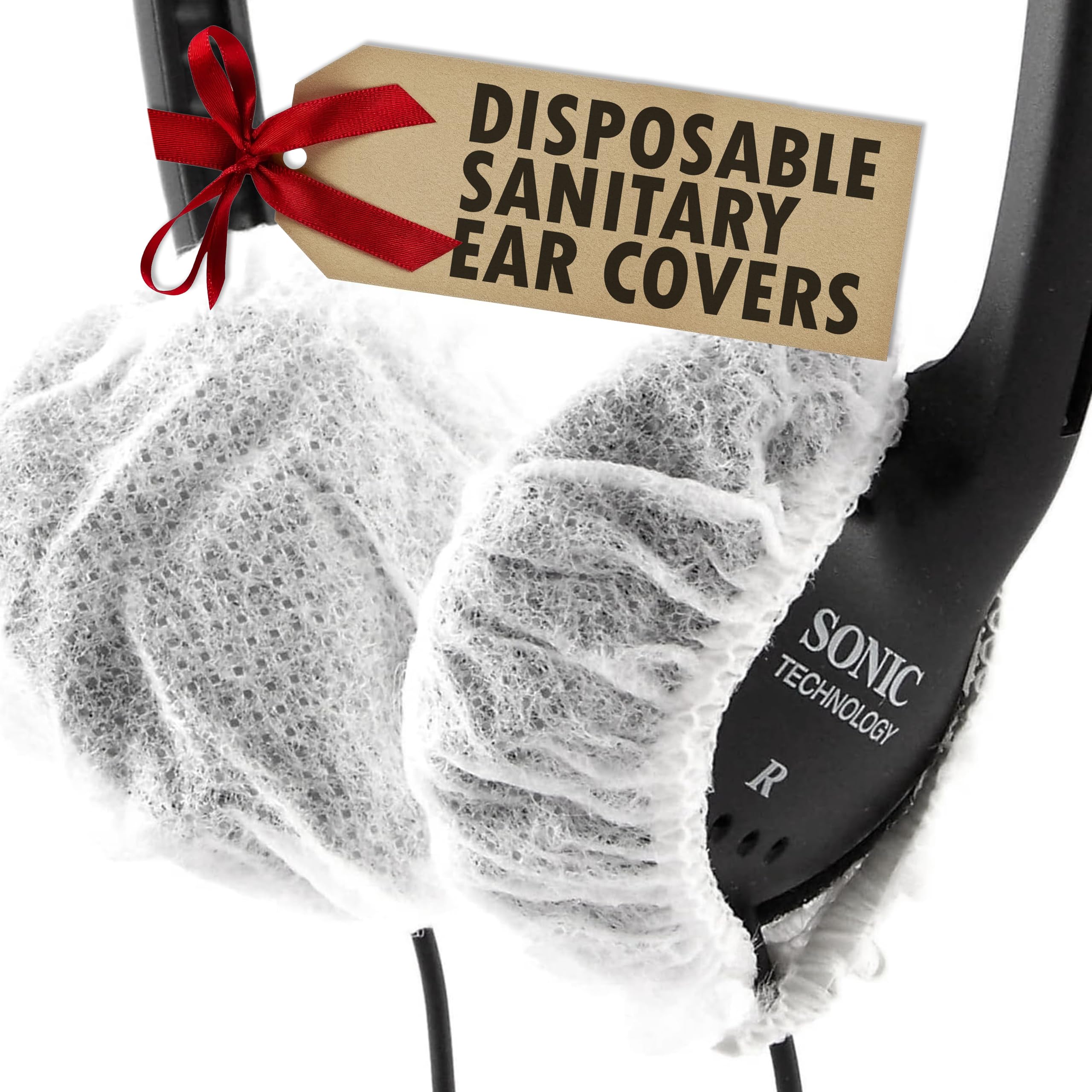 Sonic Technology Disposable Sanitary Ear Covers for Headphones and Headsets: 50 Pair (2.5") Woven Paper Head Phone Ear Caps - Hygienic Headset & Head Phone Caps - Headphone Covers for Protection