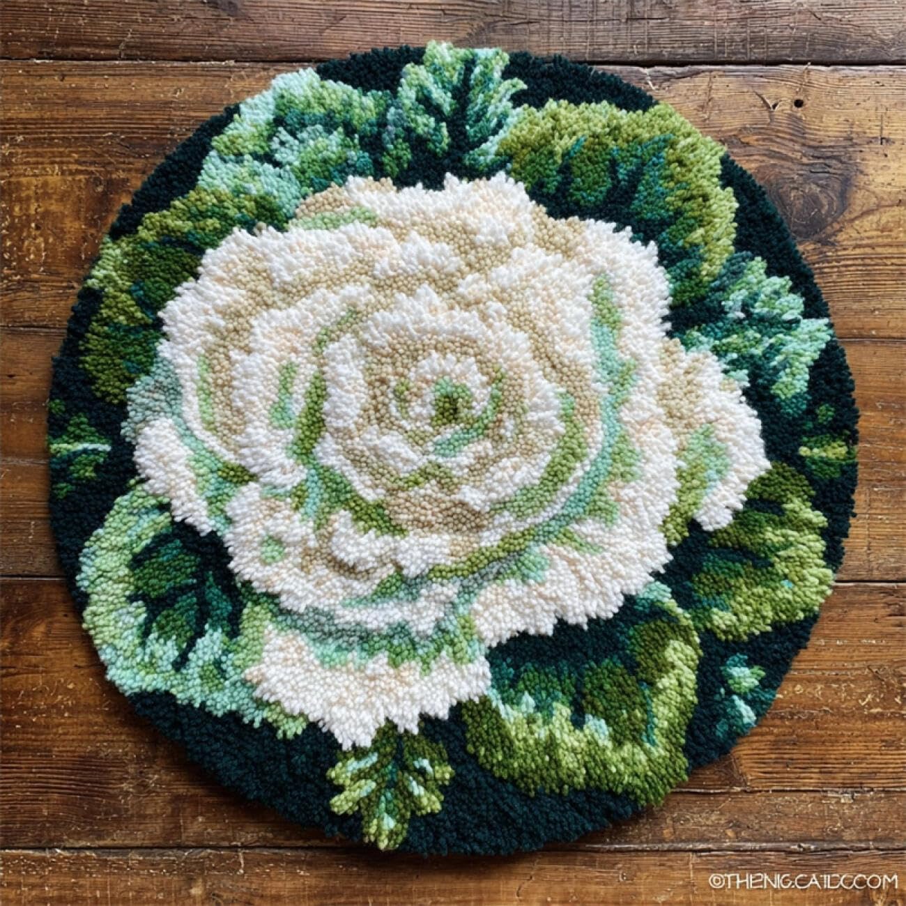 Kitquiver Latch Hook Carpet Kits White Roses 60x60cm