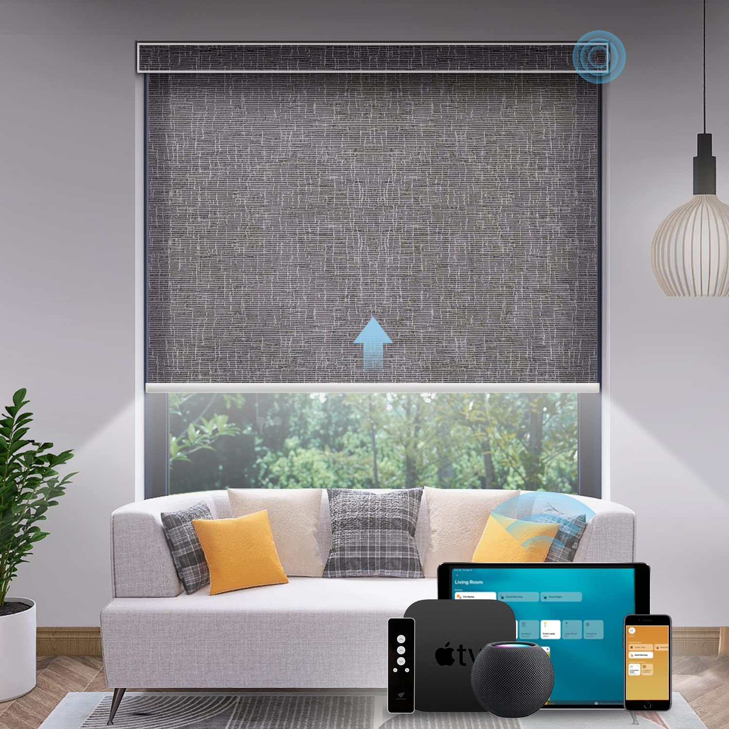 SmartWings 70 Light Filtering Motorized Roller Shades Work with Zigbee Homekit Matter Thread Z-Wave Alexa Automatic Window Blinds