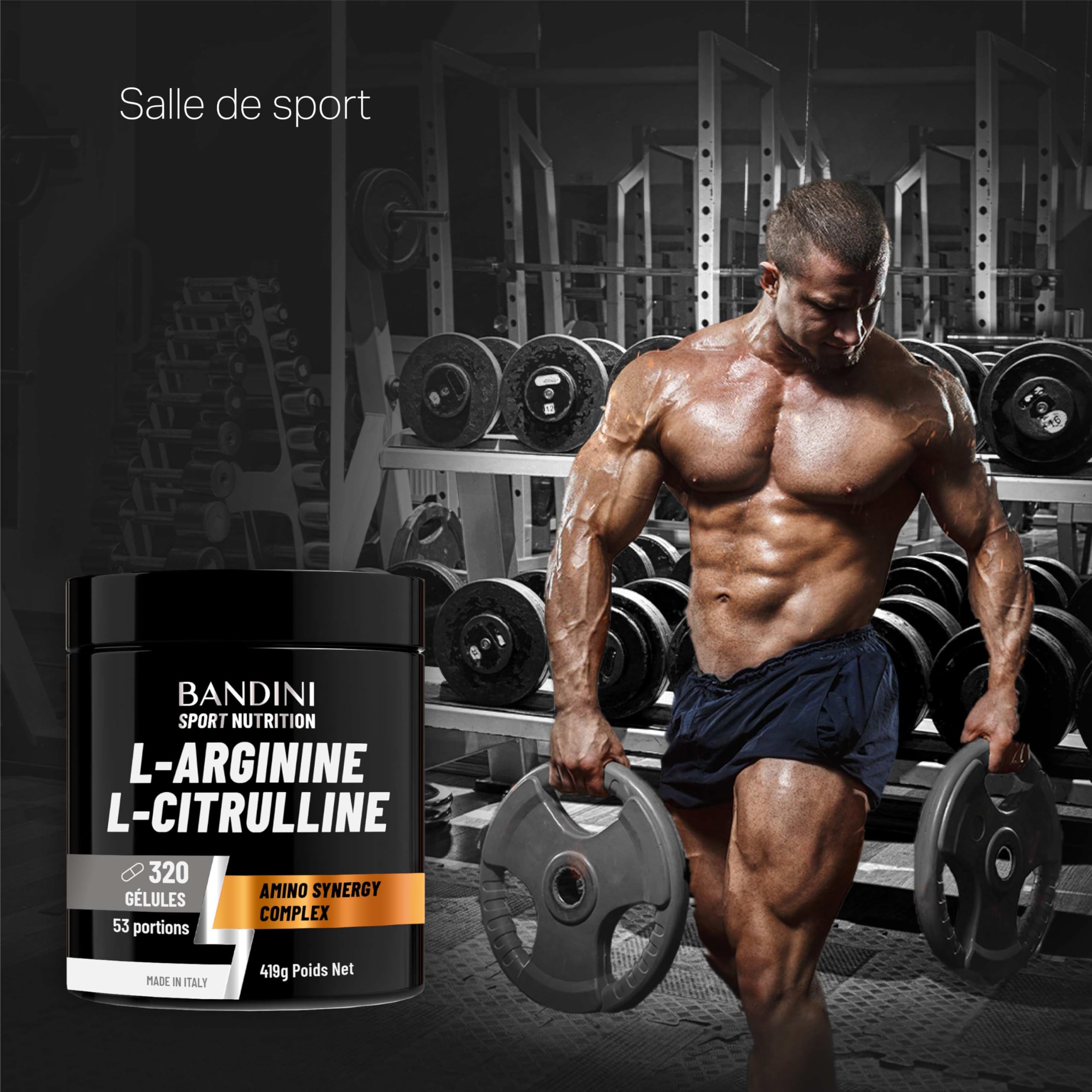 Bandini® L-Arginine + L-Citrulline 320 gélules (1100 mg par gélule) | Arginine + Citrulline Malate, Complément Preworkout, Gym, Endurance, Récupération Musculaire, Acides Aminés Semi-Essentiels