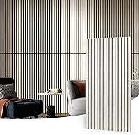 Art3d White Elm Wood Slat Acoustic Panels (2-Pack) - 3D Fluted Sound Absorbing Wall & Ceiling Panels for Studios, Homes, Offices