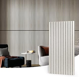 Art3d White Elm Wood Slat Acoustic Panels (2-Pack) - 3D Fluted Sound Absorbing Wall & Ceiling Panels for Studios, Homes, Offices