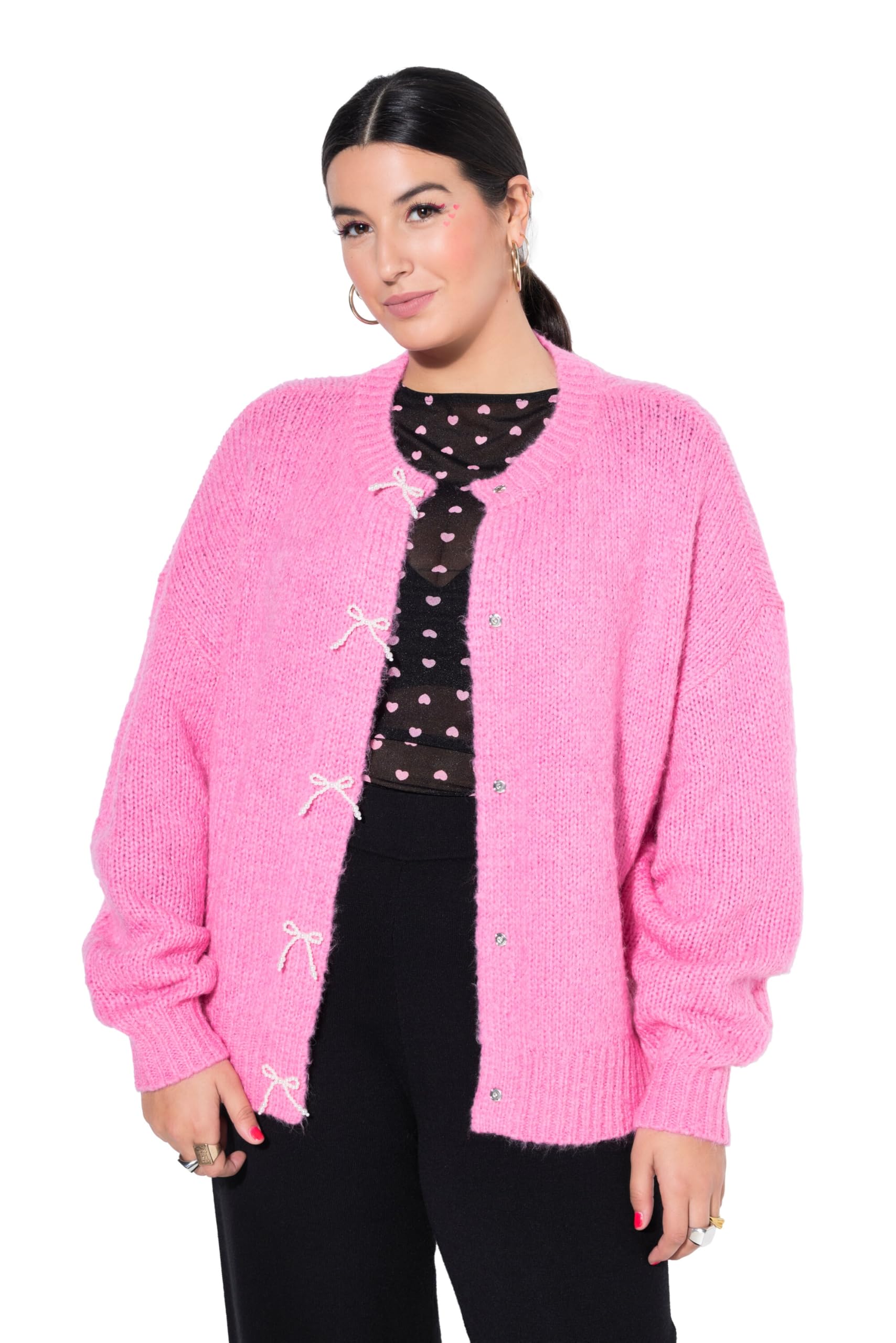 Studio Untold Damen große Größen Übergrößen Plus Size Strickjacke, Oversized, Scheifenknöpfe 848366
