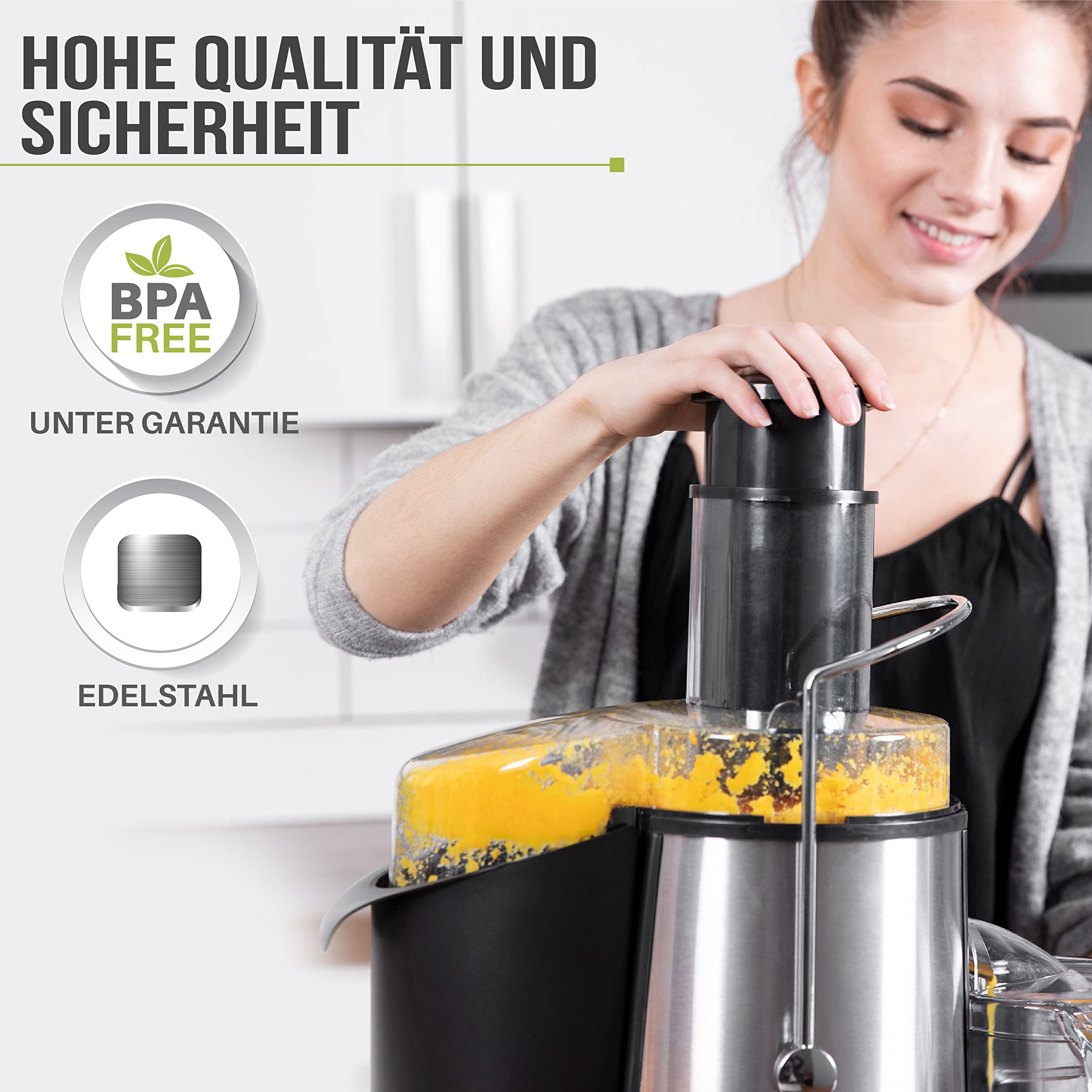 Twinzee Entsafter Gemüse Und Obst - 850W Zentrifugalentsafter - 2 Geschwindigkeitsstufen, Großer Einfüllschacht, Anti-Rutsch-Füße- Saftpresse Elektrisch, hochwertigen für gesunde ernährung