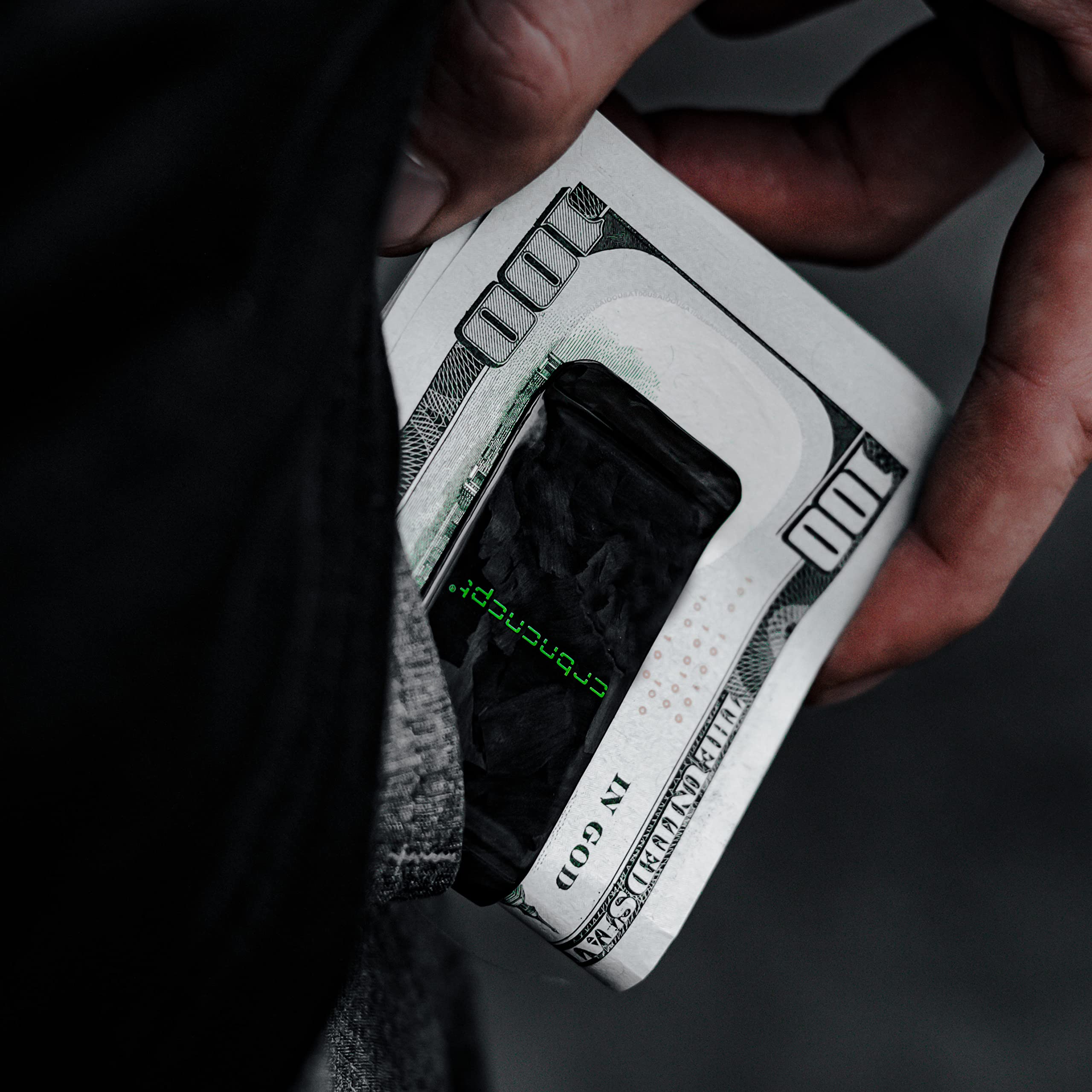 Geldklammer aus Forged Carbon (Kohlenstofffaser) – ultraleichte Geldspange, Geldscheinklammer, Money-Clip - Geldschein-Organizer für Herren schwarz