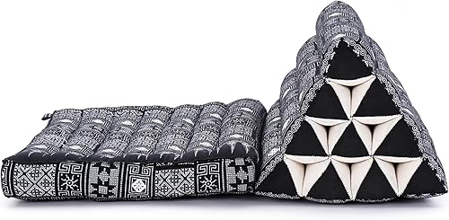 Miniatura 7 de Leewadee Alfombrilla de 1 pliegue con cojín triangular, cómoda almohada para TV, colchón plegable con cojín de Kapok, 30 x 20 pulgadas, azul y blanco