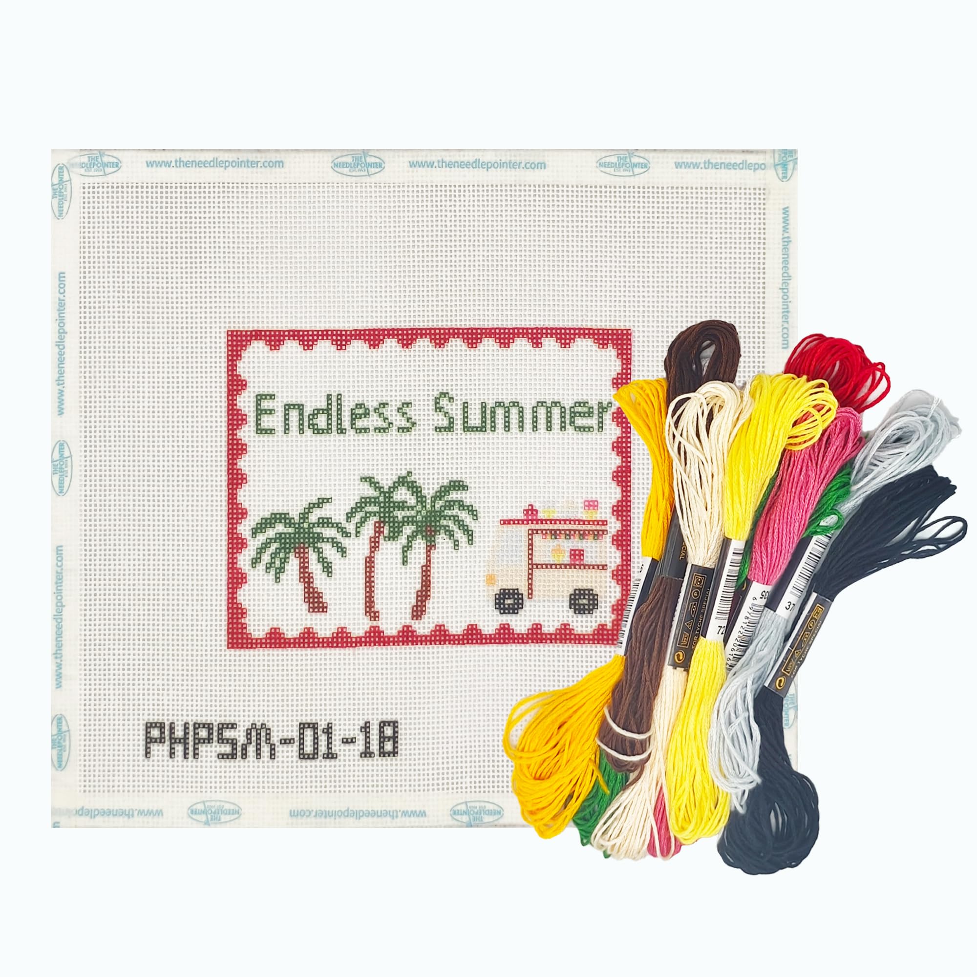 Howie's Needlepoint Summer Needlepoint Kits for Adults &amp; Beginners, 18 Mesh Printed Needlepoint Canvas, Stamped Patterns Canvas Starter Kits(Endless Summer,4.8"x3.6")