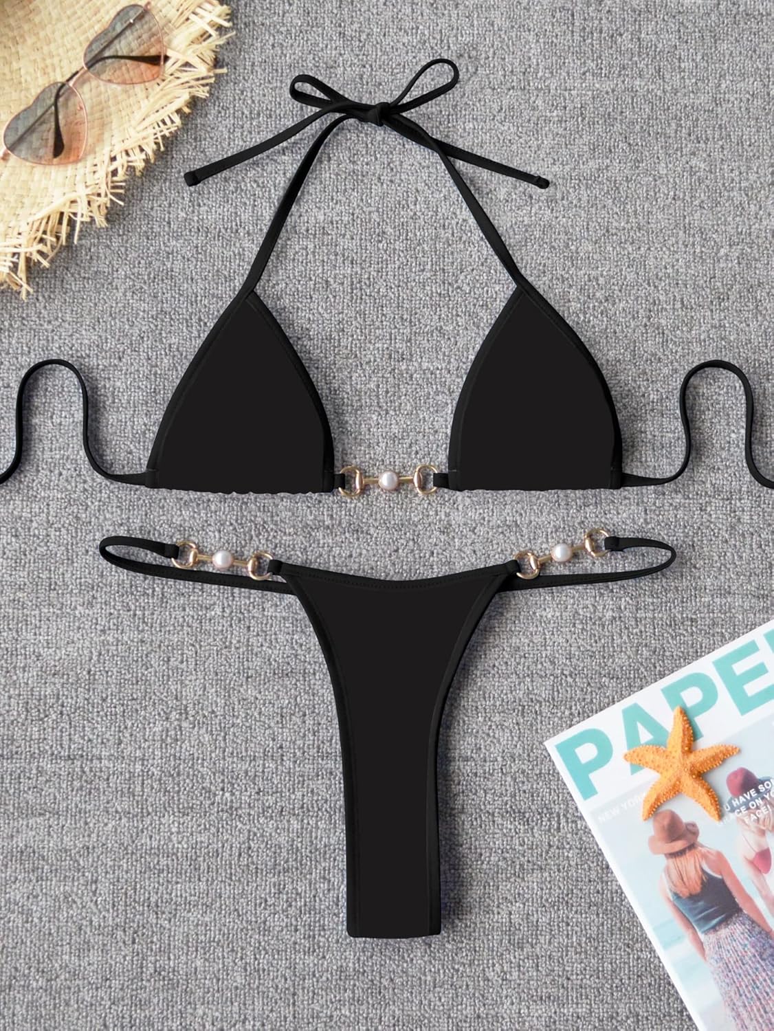 TASHEHE Women's Triangle Thong Bikini Set Sexy String Brazillian Two Piece Swimsuit Cute Bikini Bathing Suit - Image 5