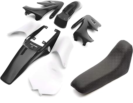 Mini Moto Dirtbike Black Plastic & Seat Set Minimoto Pocket Dirt Bike Fairings