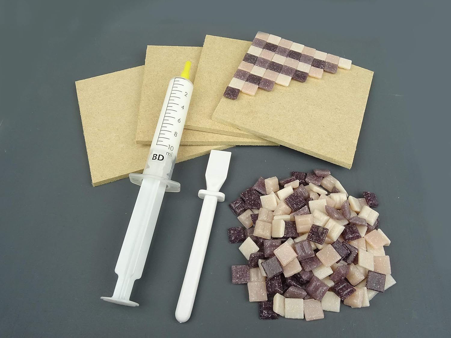 Mosaic Coaster Tile Kit. Ready to Make. With Purple Mosaic tiles. Every
