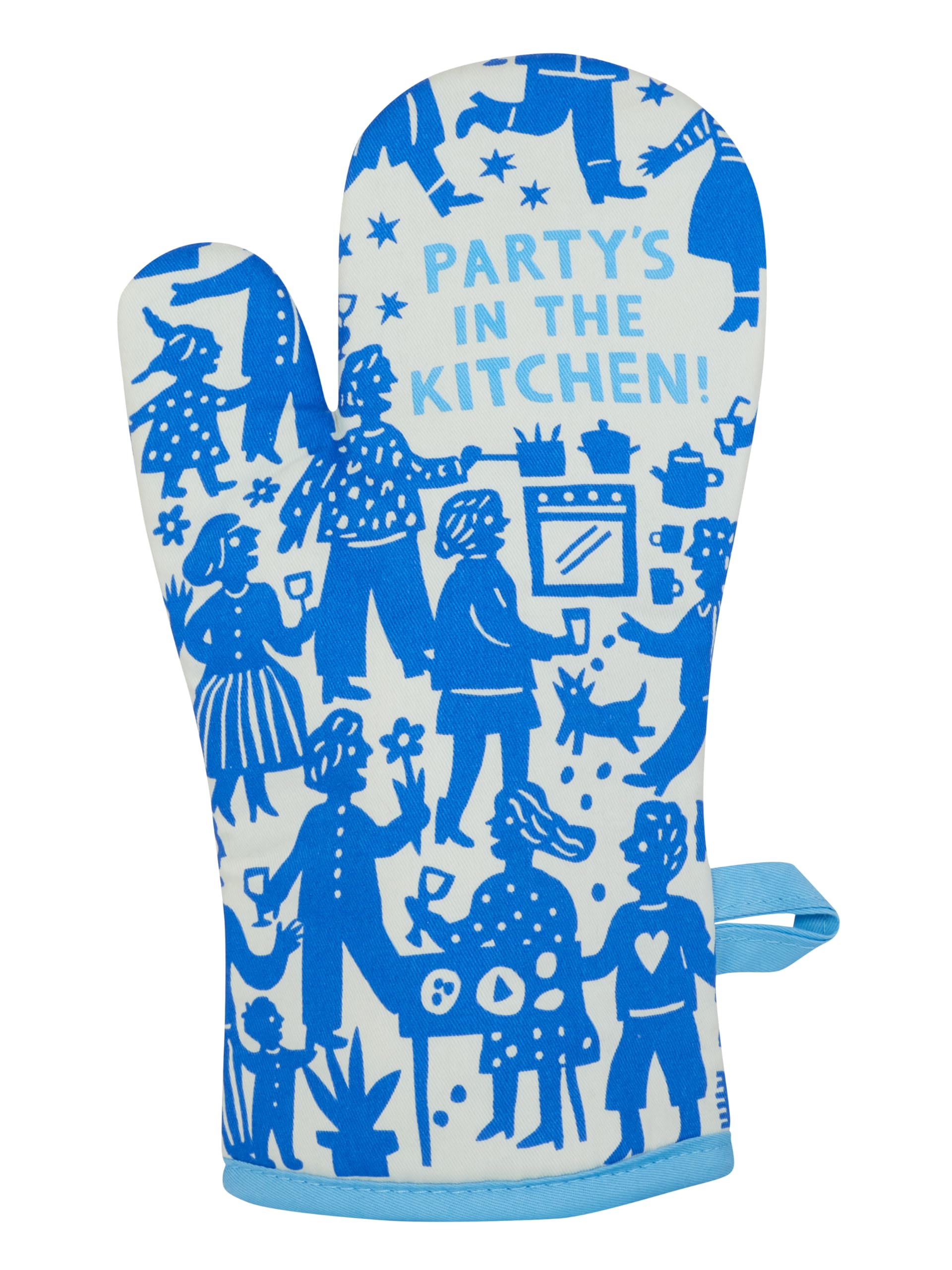 Blue Q Oven Mitt ~ Party's in The Kitchen. Super-Insulated Quilting, Comfy, Natural-Fitting Shape, 100% Cotton