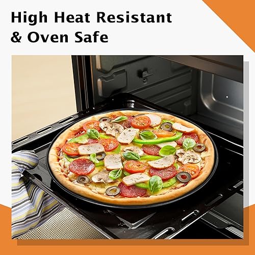 Miniatura 6 de TeamFar Bandeja de pizza redonda de 12 pulgadas con núcleo de acero inoxidable y revestimiento antiadherente, para fiestas de restaurantes en casa,