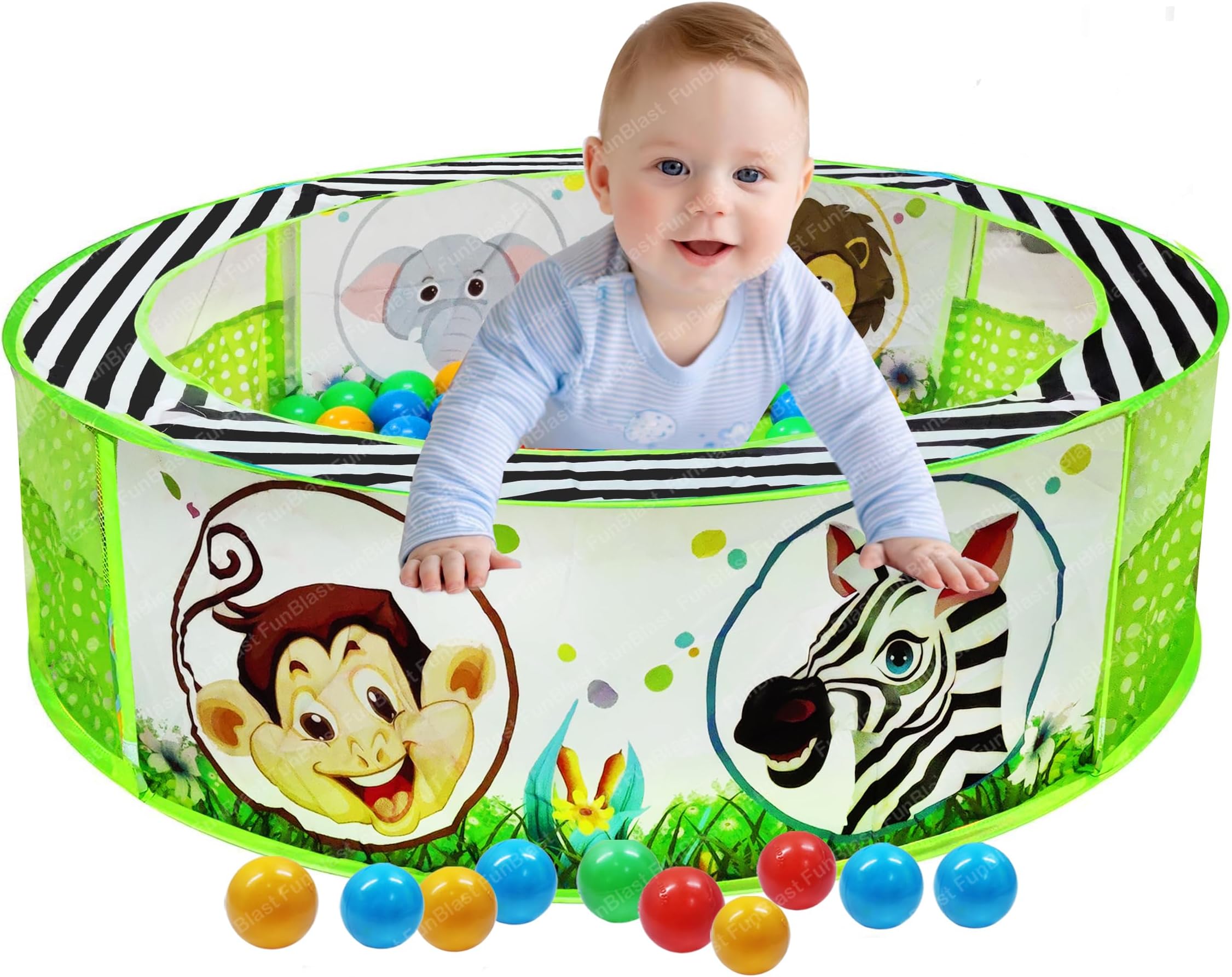 Ball Pool for Kid, Foldable Round Zoo Ball Pool Play Tent Kids, Indoor/Outdoor Ball Pit with 50 Ball Game for 2-5 Years Old Kids, Boys, Girls (Multicolor)