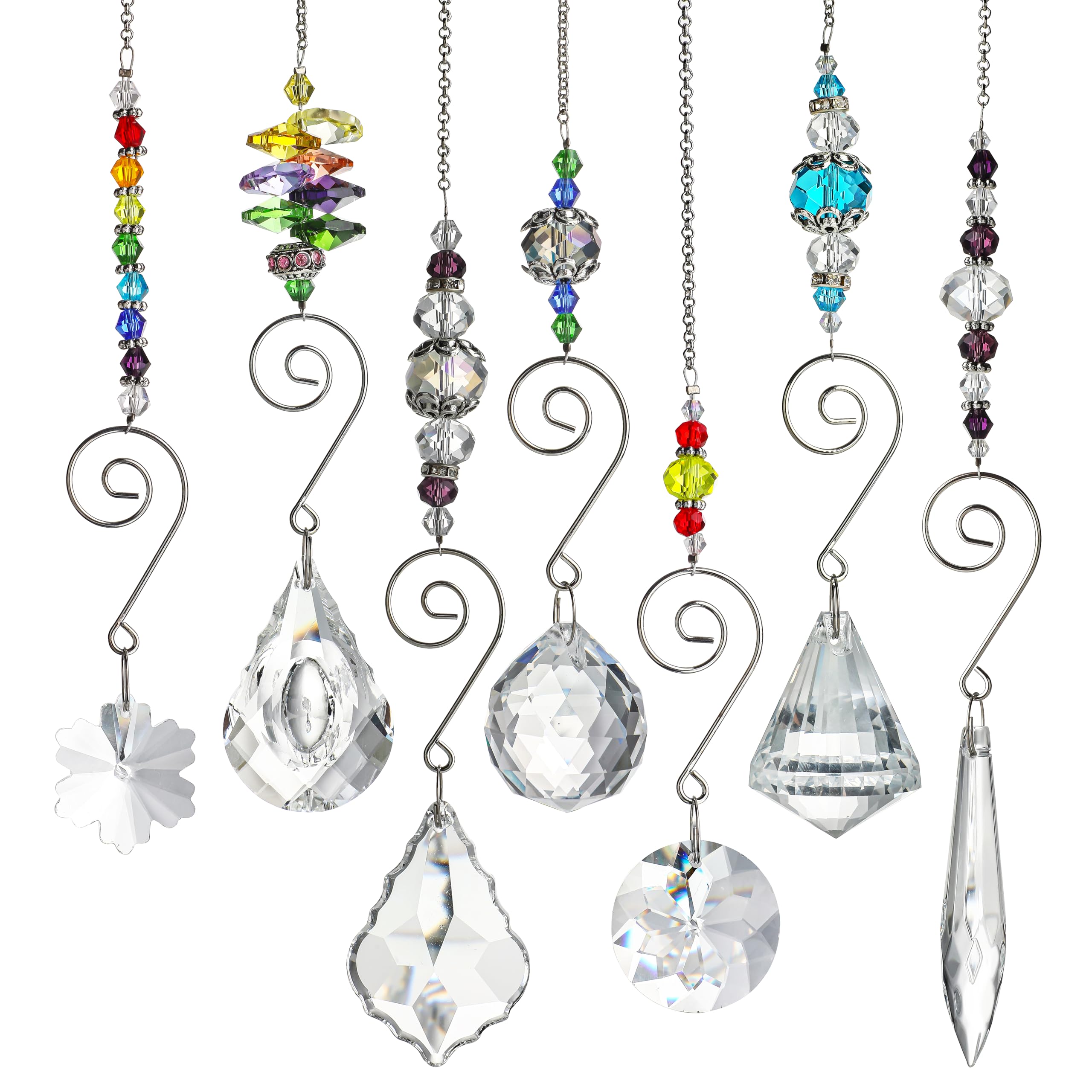 H&D HYALINE & DORA Set 7 Crystal Rainbow Suncatcher Glass Bead Chain Fengshui Hanging Pendant for Window Garden Party-picture-26
