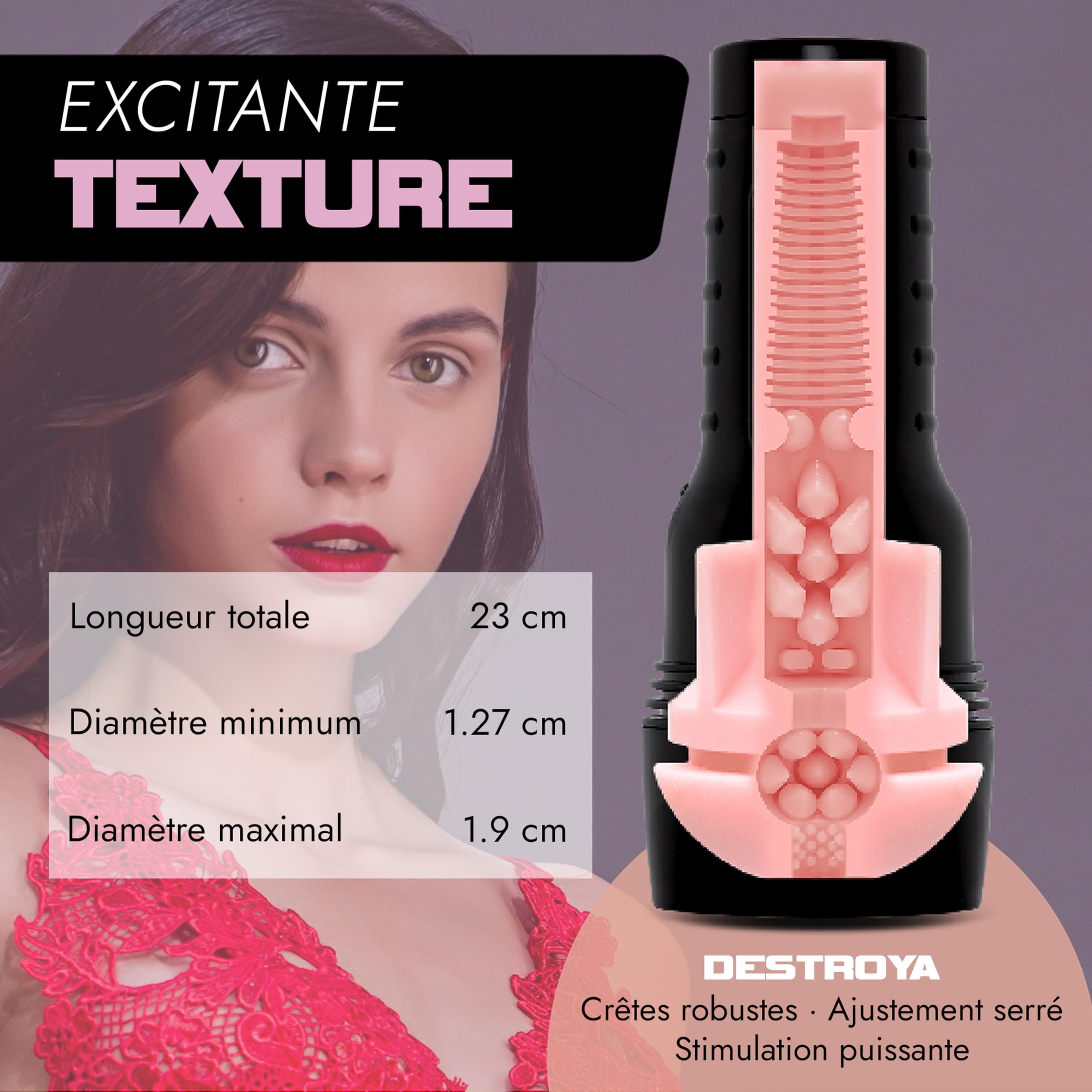 Fleshlight Pink Lady Destroya - Masturbateur Homme Real Experience - Sensation Intense - Facile à Nettoyer