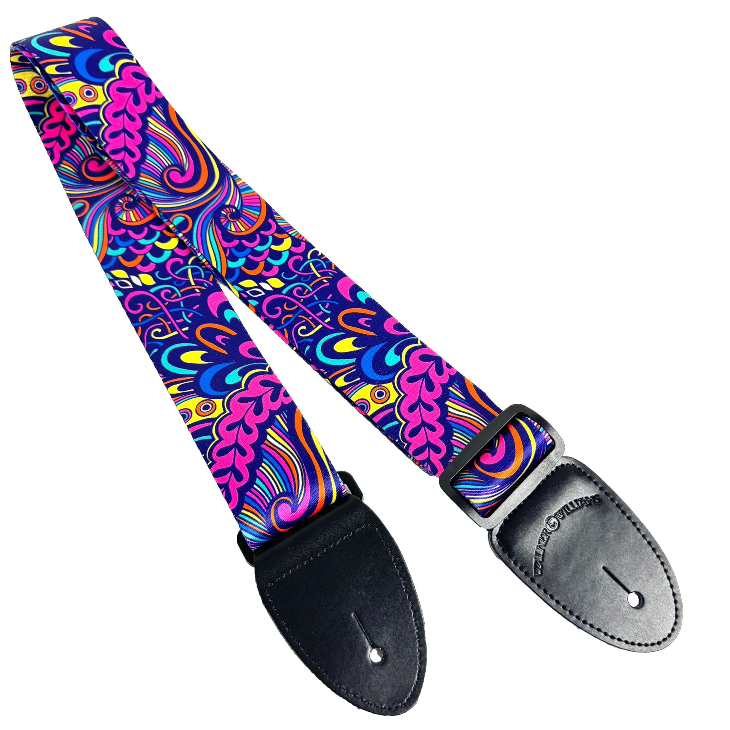 Walker & Williams TSF-05 Psychedelic Summer Hippie Guitar Strap For Acoustic, Electric, And Bass Guitars