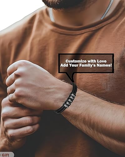 Miniatura 4 de Pulsera personalizada con nombre con 1-6 nombres, pulseras personalizadas de cuero trenzado grabado para hombres, regalos para Navidad, día de San